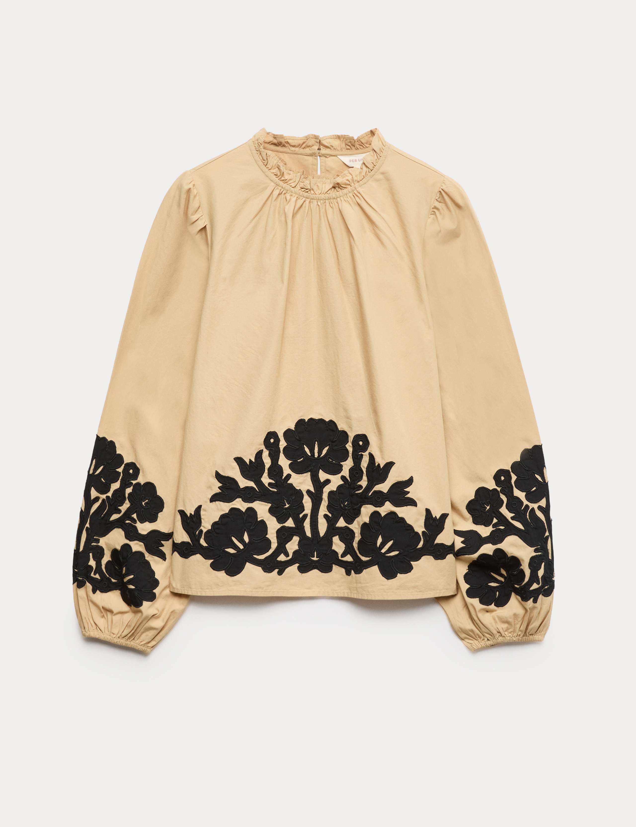 Pure Cotton Contrast Applique Blouse