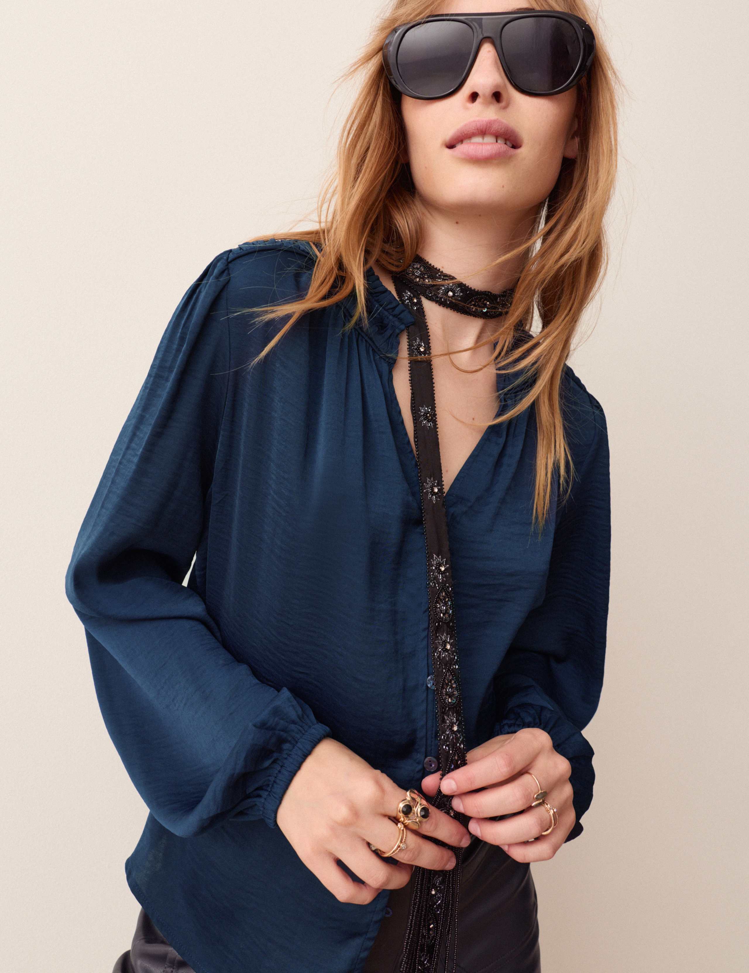 Satin Plisse Blouse