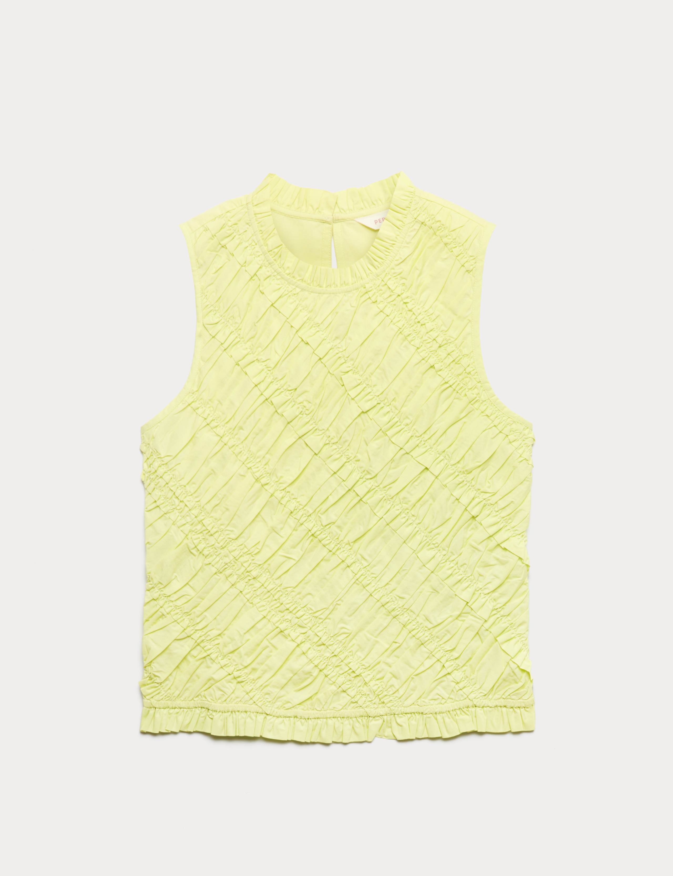Pure Cotton Shirred Sleeveless Top