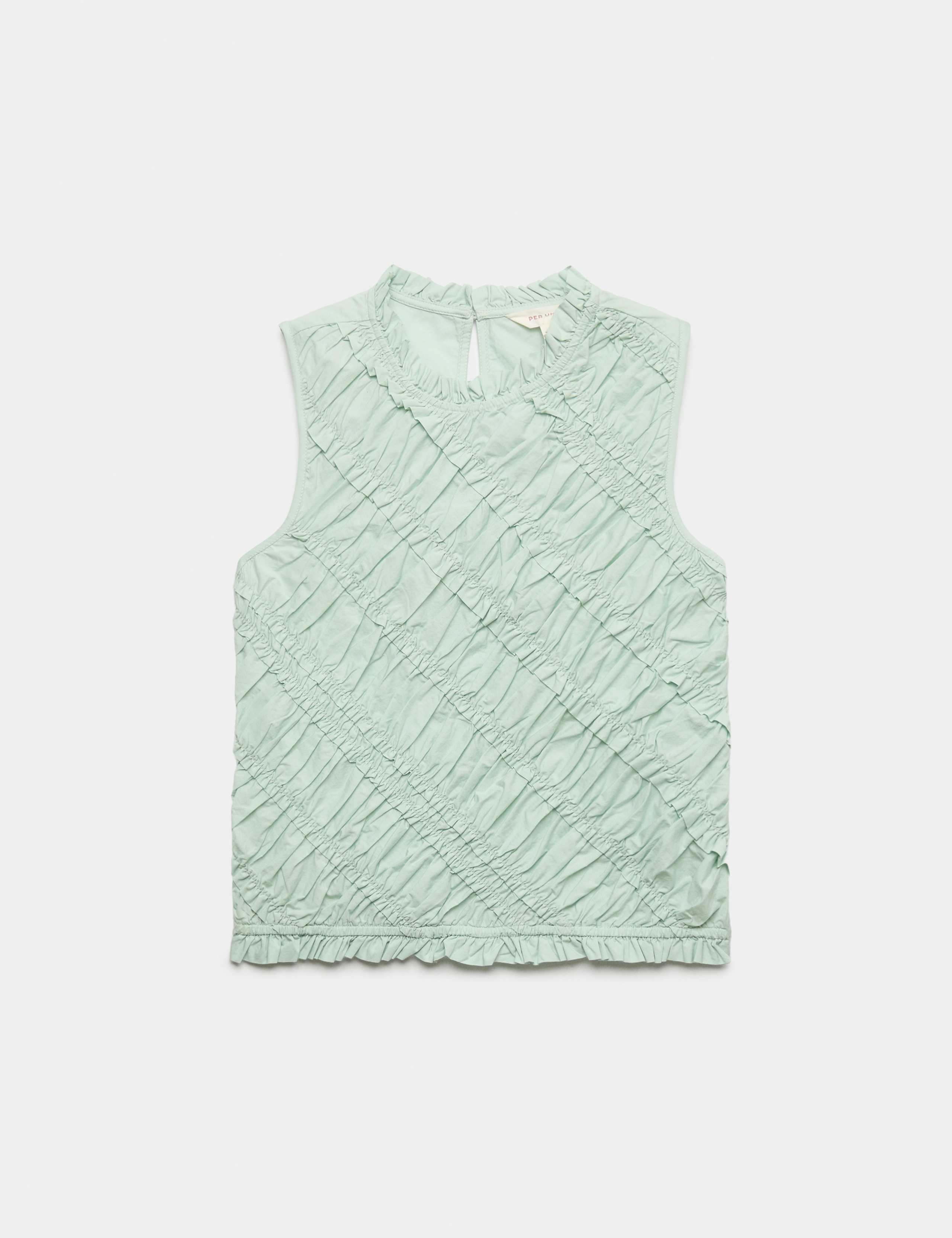 Pure Cotton Shirred Sleeveless Top