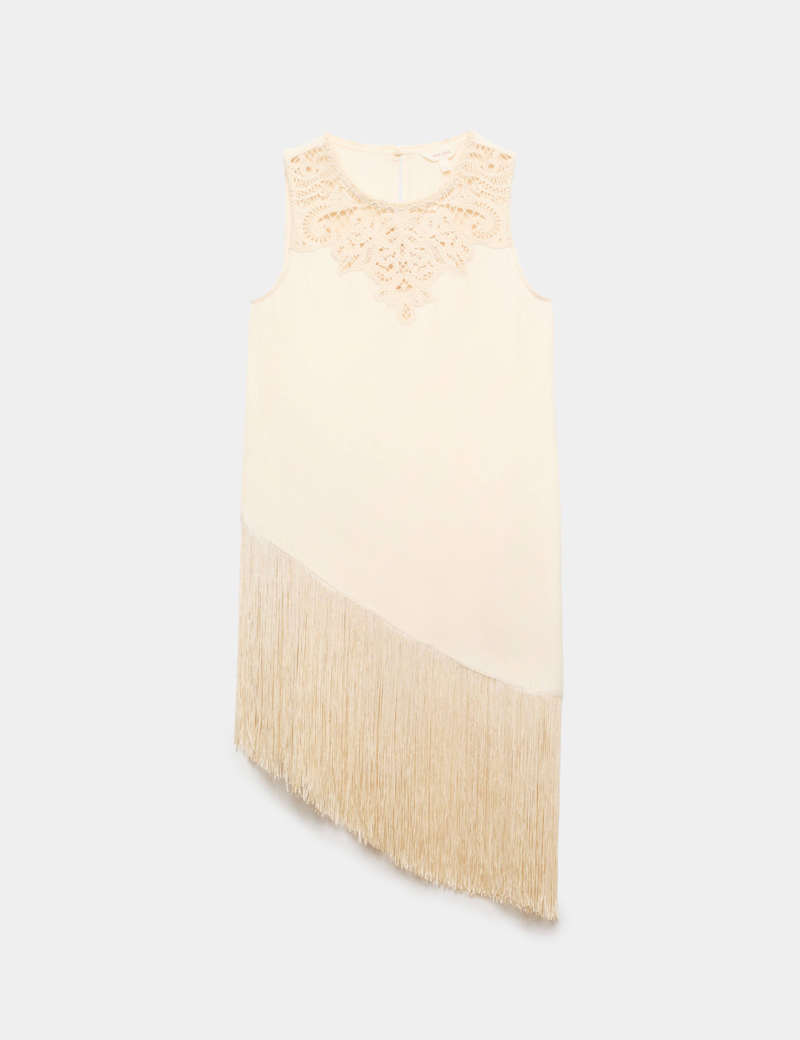 Lace Crew Neck Regular Fit Longline Tunic