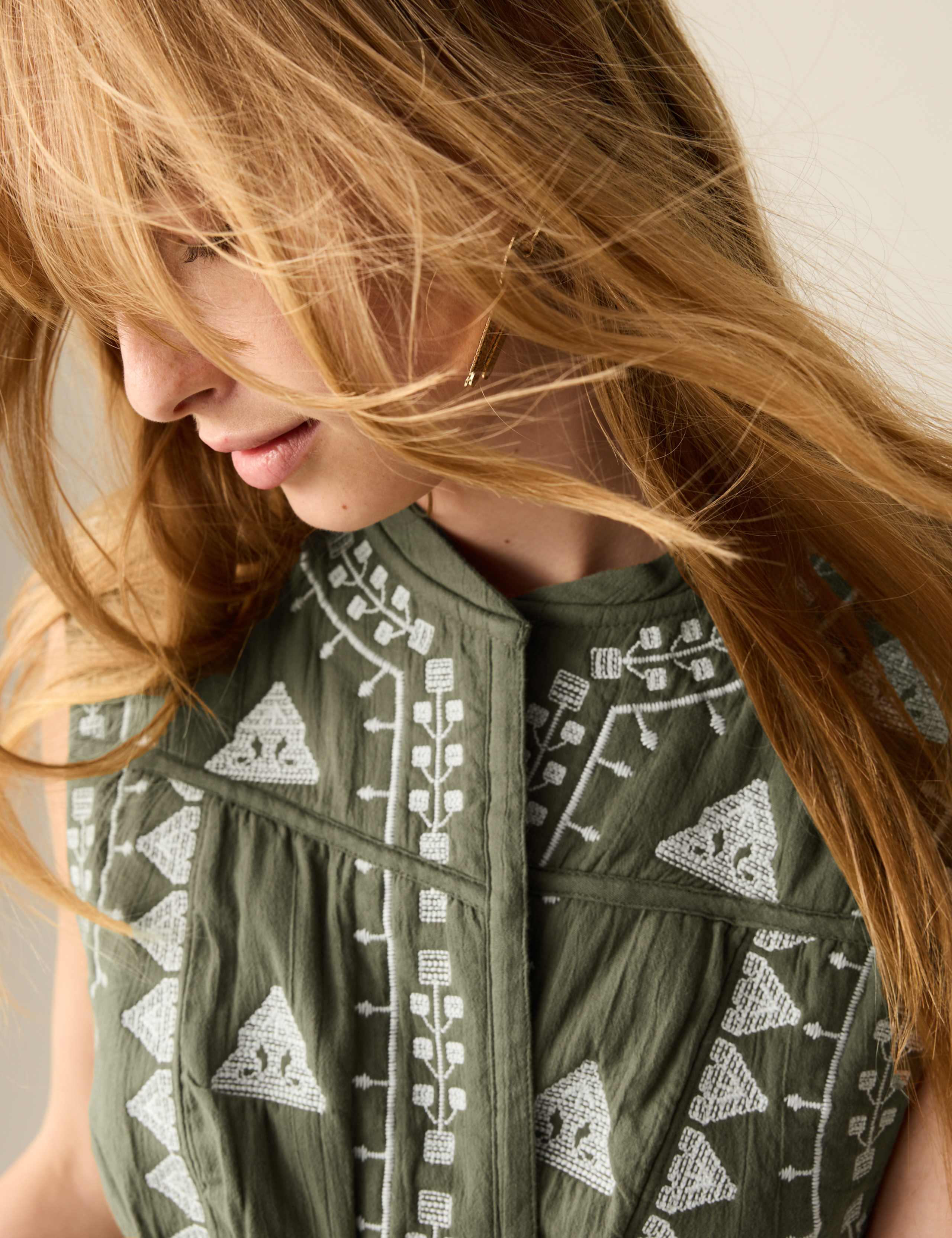 Pure Cotton Embroidered Gilet