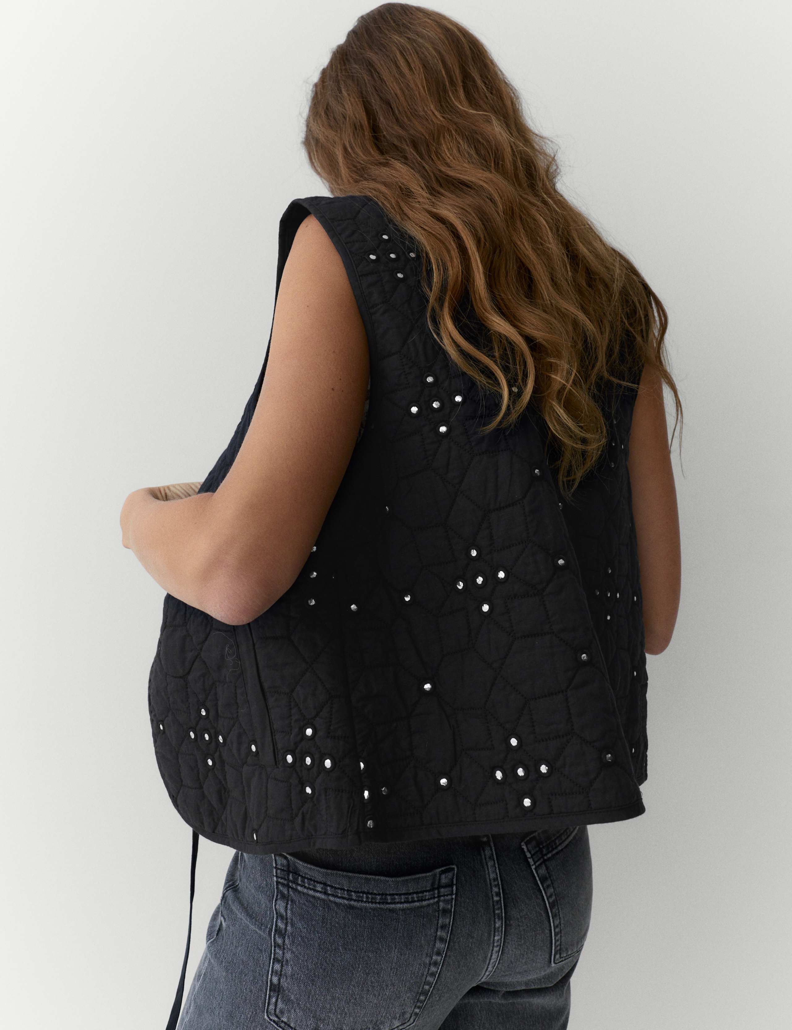 Pure Cotton Embellished Quilted Gilet