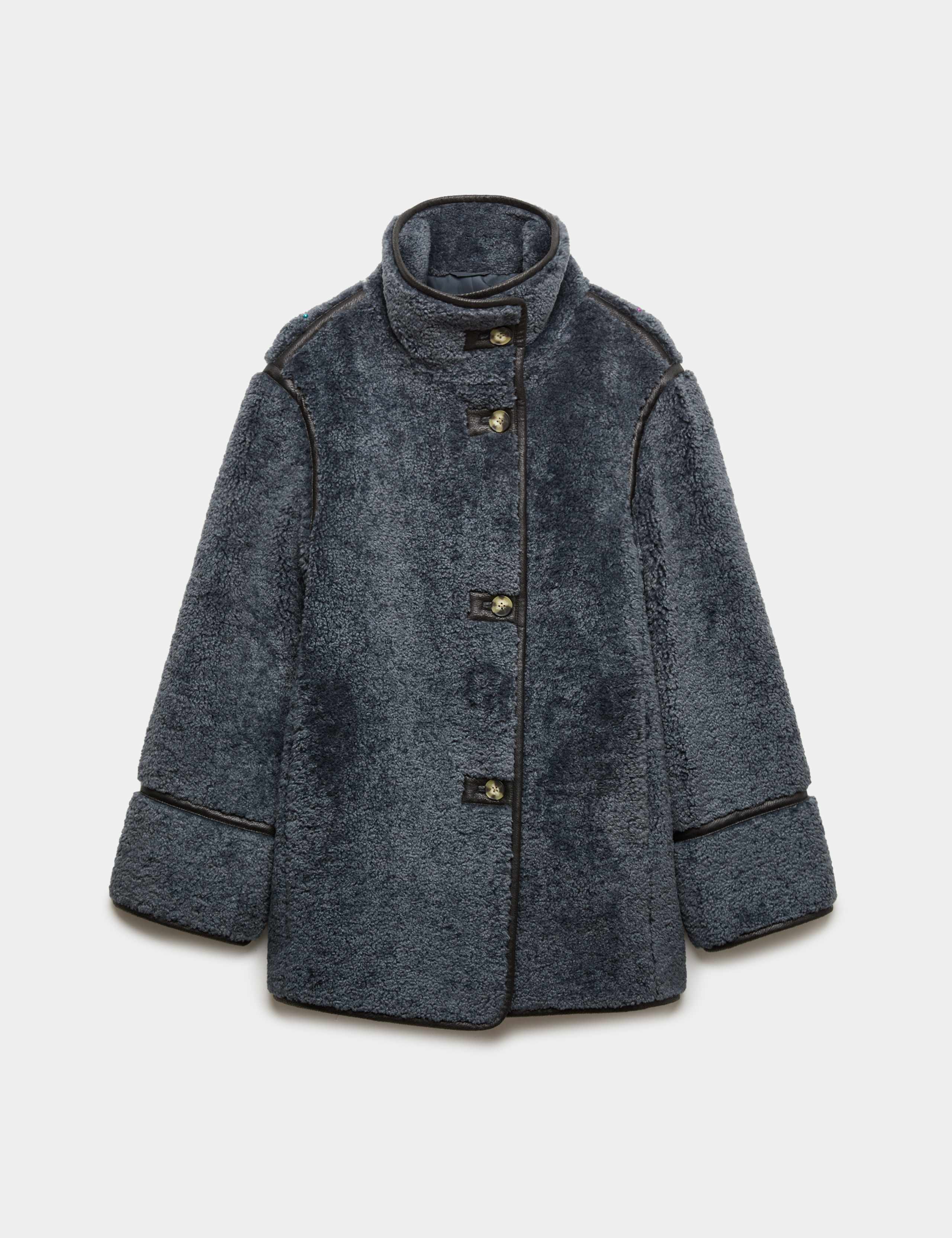 Borg Textured Funnel Neck Coat