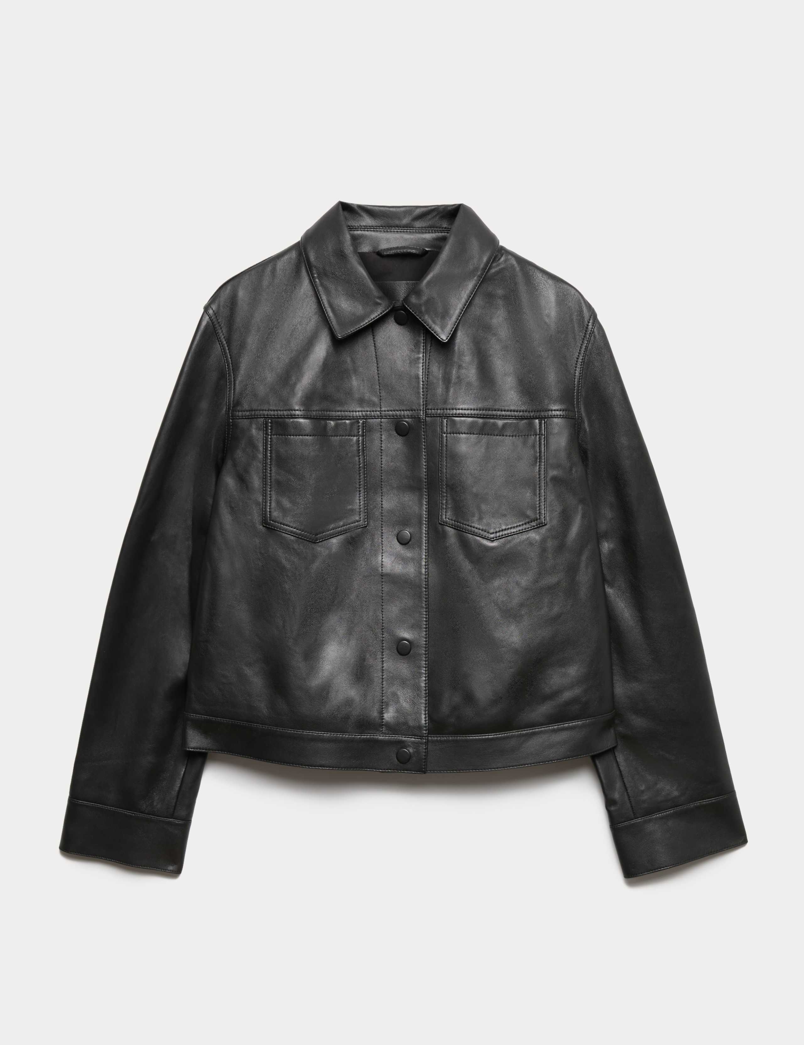 Leather Collared Short Trucker Jacket
