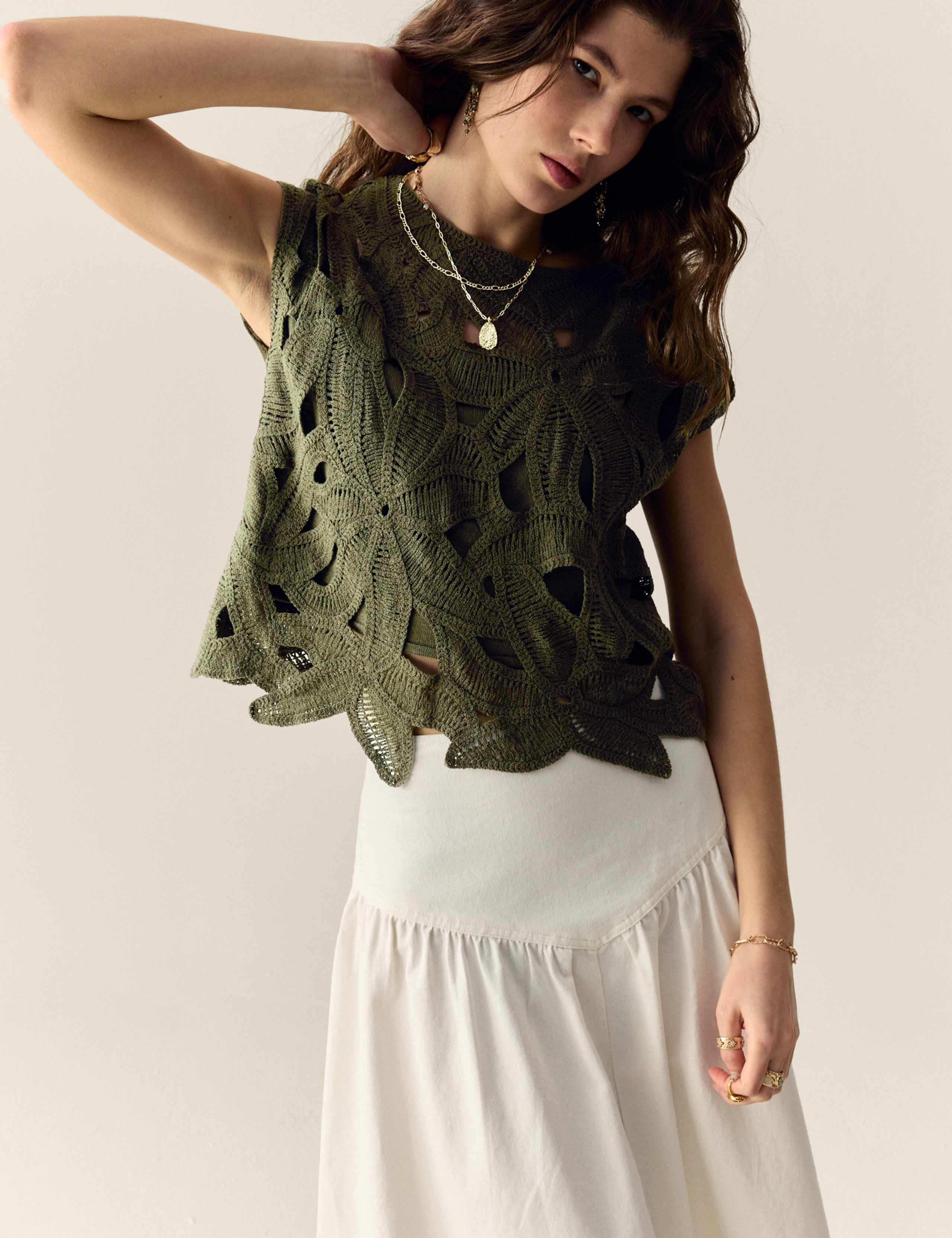 Pointelle Floral Top