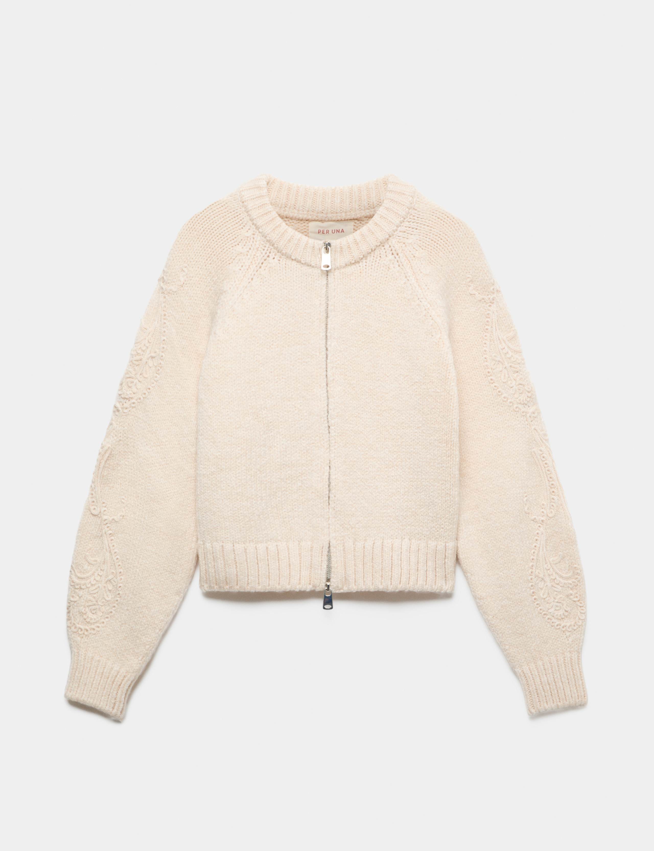 Cornelli Sleeve Textured Bomber Cardigan