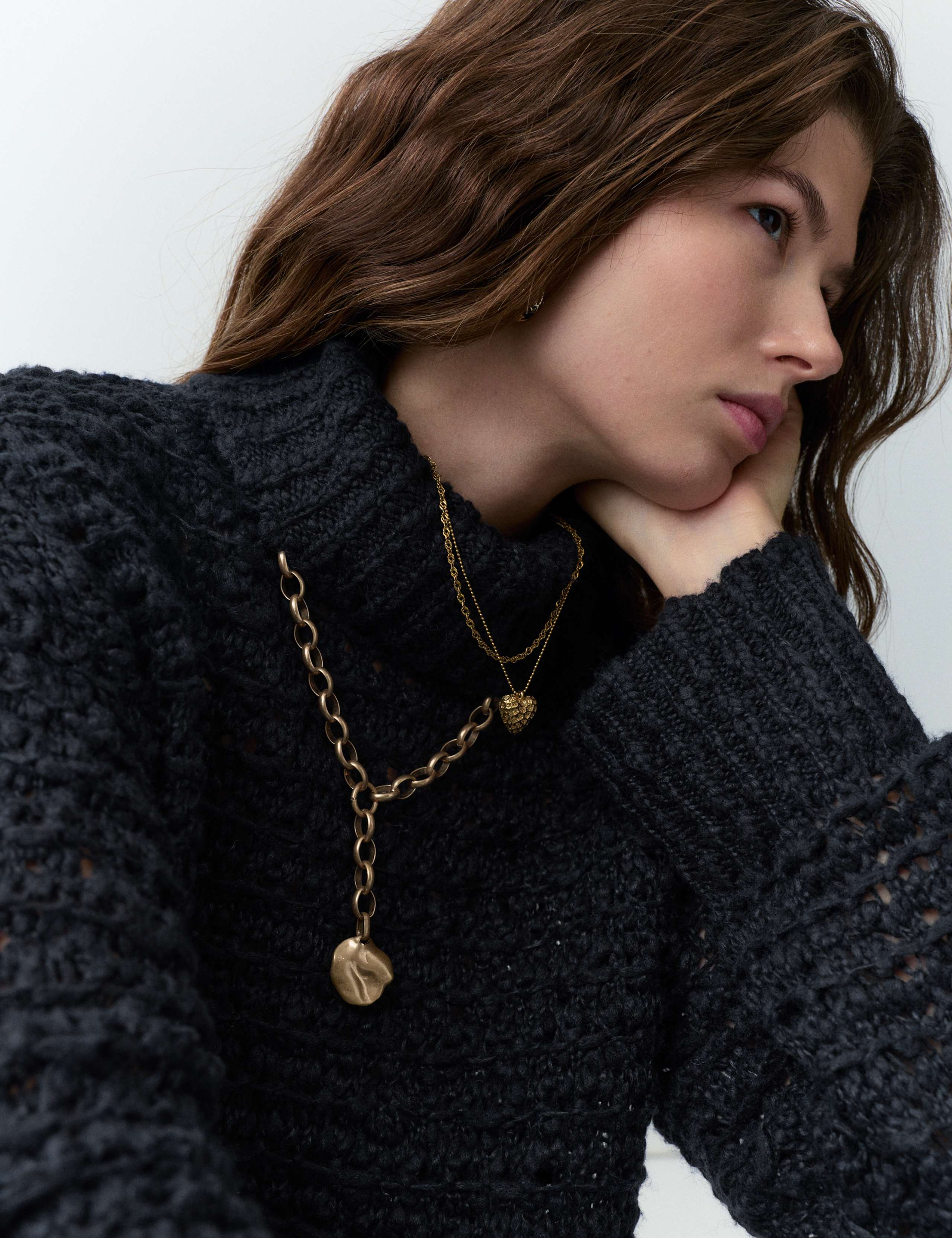 Bouclé Roll Neck Jumper With Wool