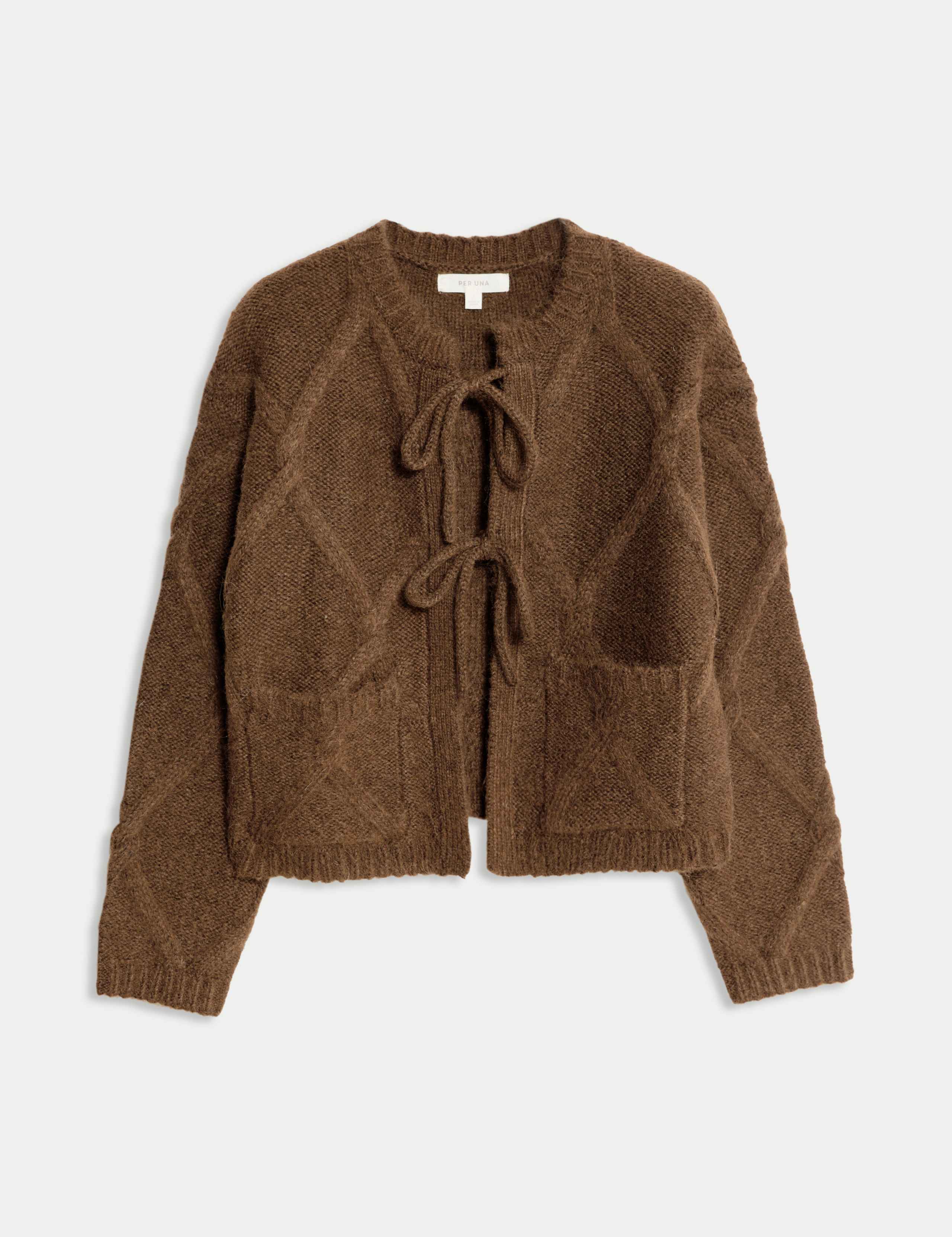 Tie Front Fluffy Cardigan with Alpaca