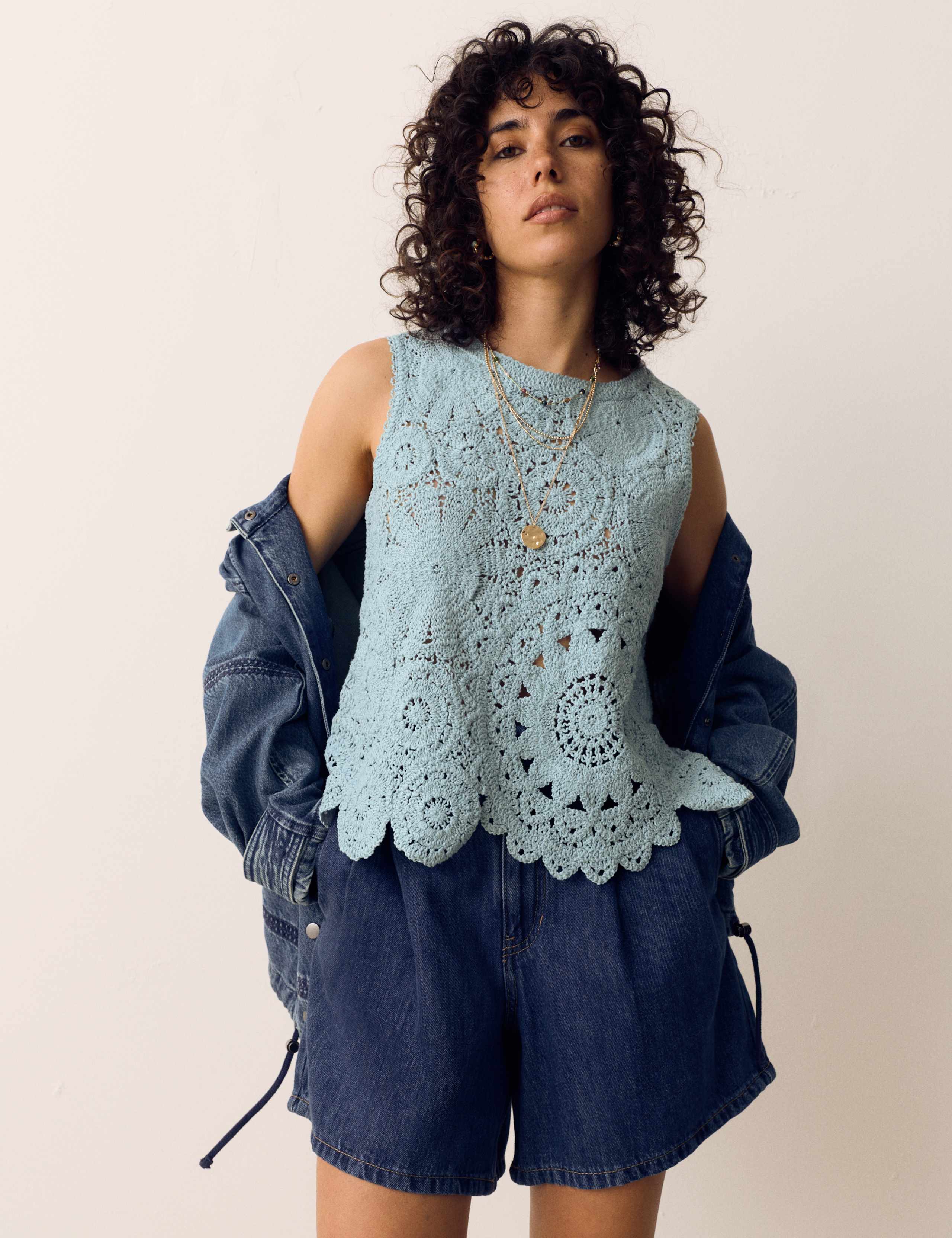 Crochet Look Knitted Vest