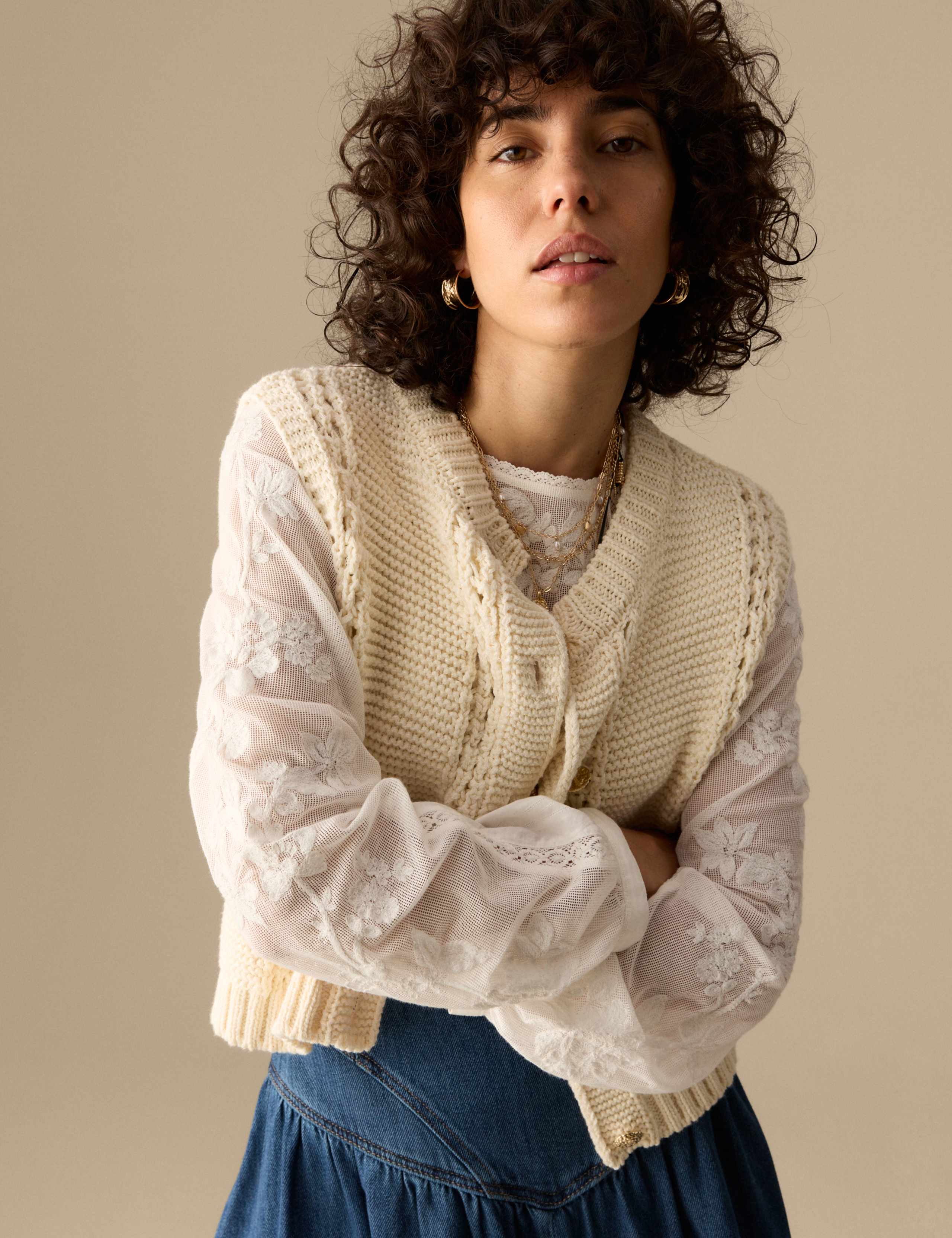 Cotton Rich Knitted Crew Neck Waistcoat