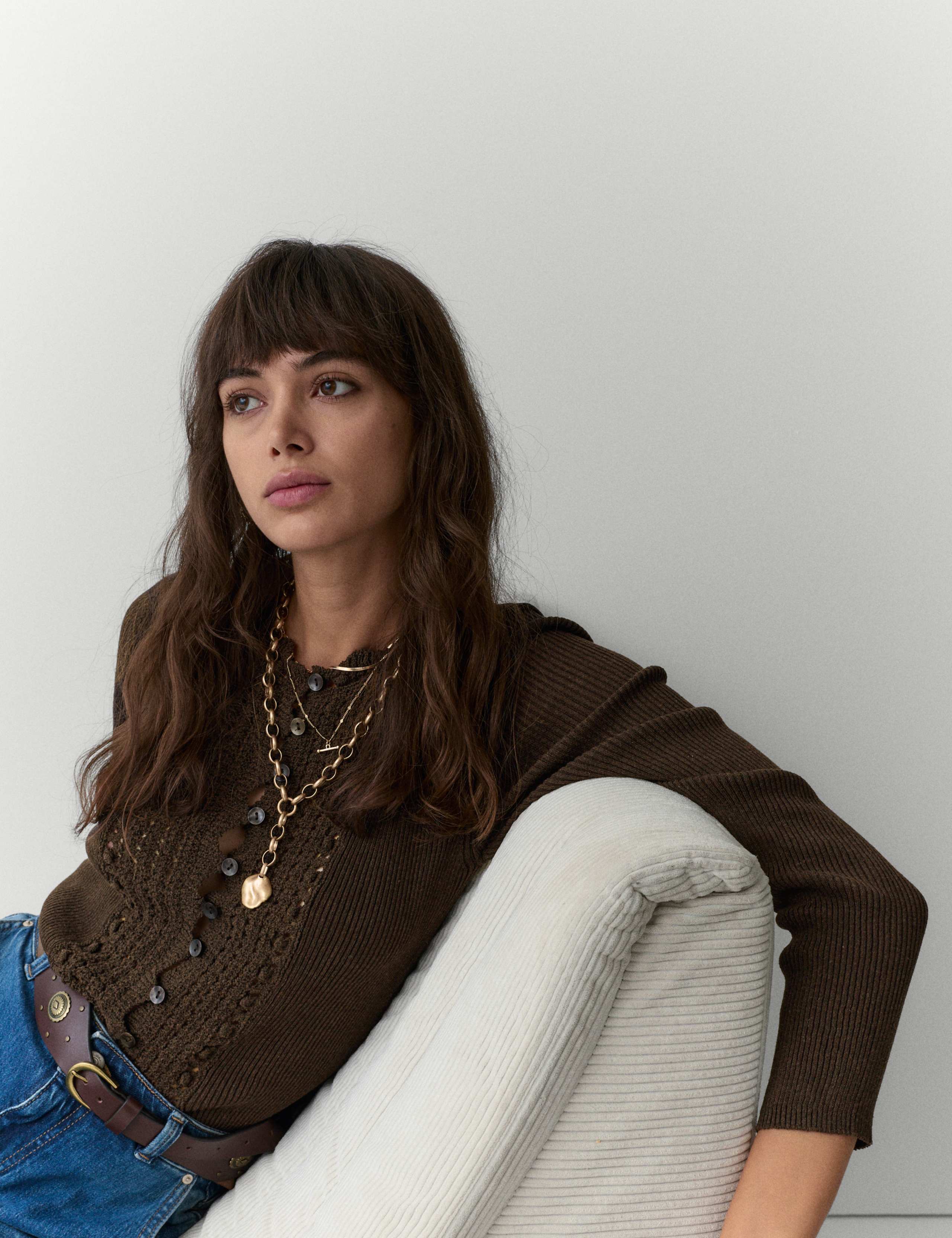 Crochet Style Trim Knitted Cardigan