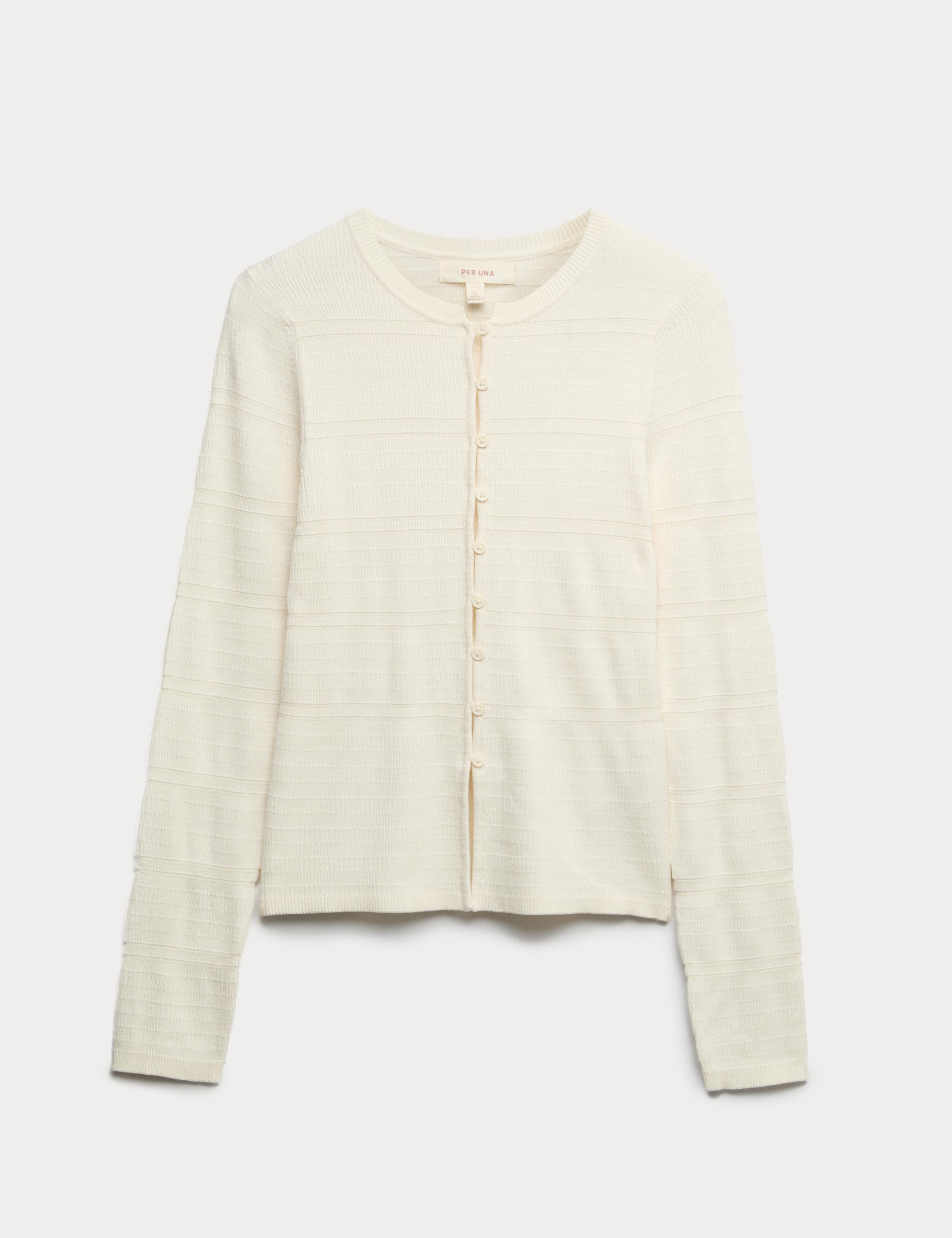 Knitted Smocked Stitch Detail Cardigan