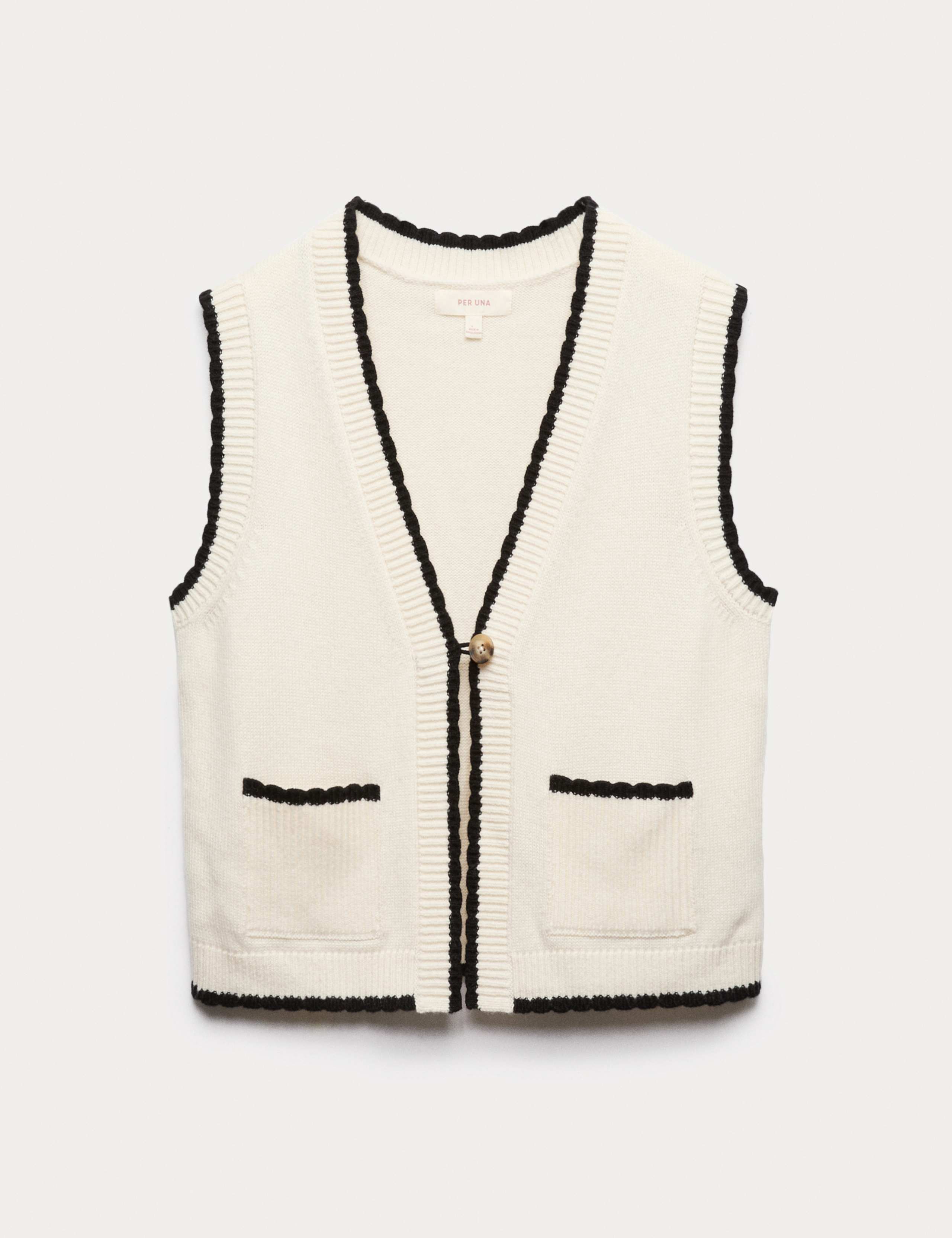 Scallop Edge Detail Knitted Tabard With Wool