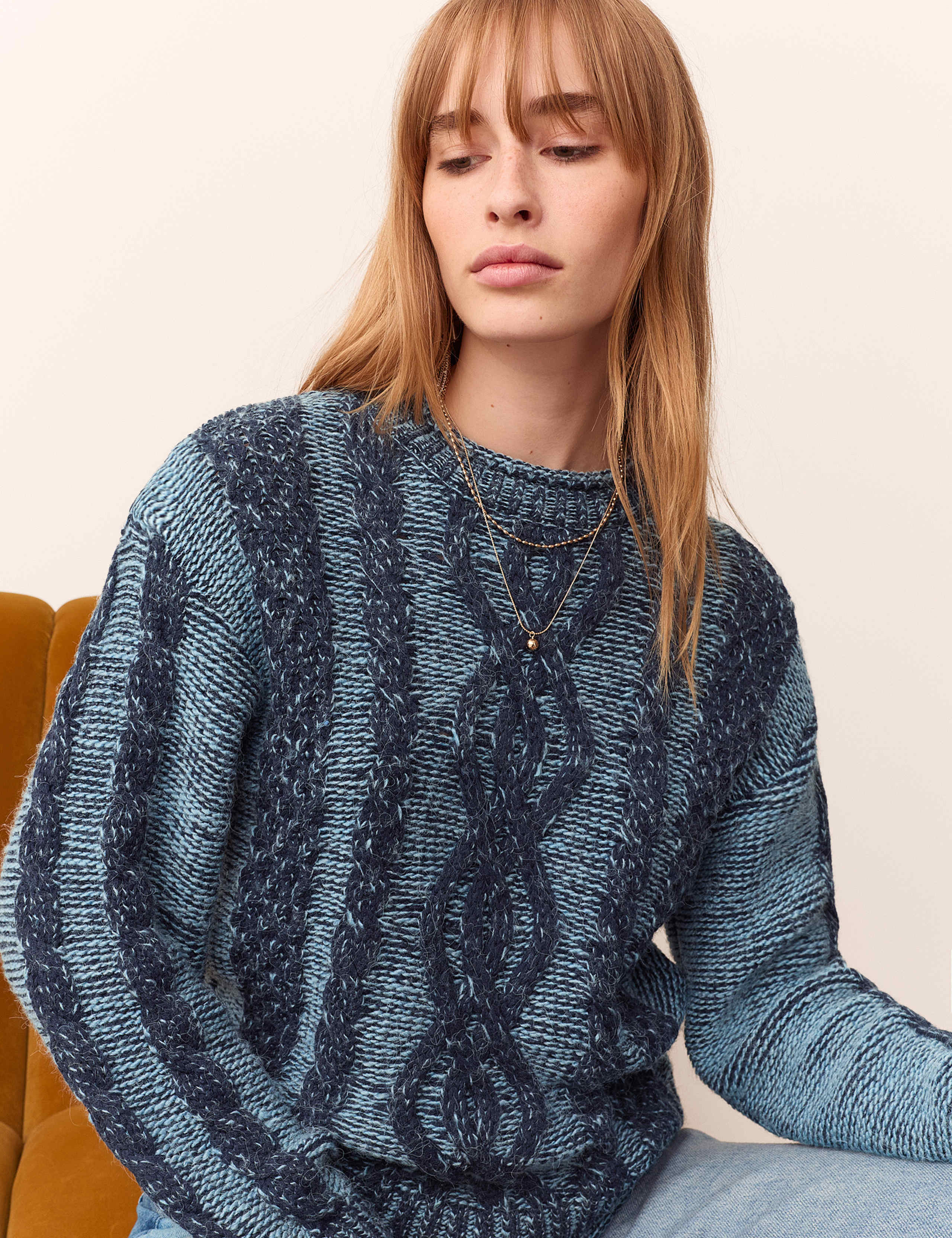 Cable Knit Crew Neck Relaxed Jumper