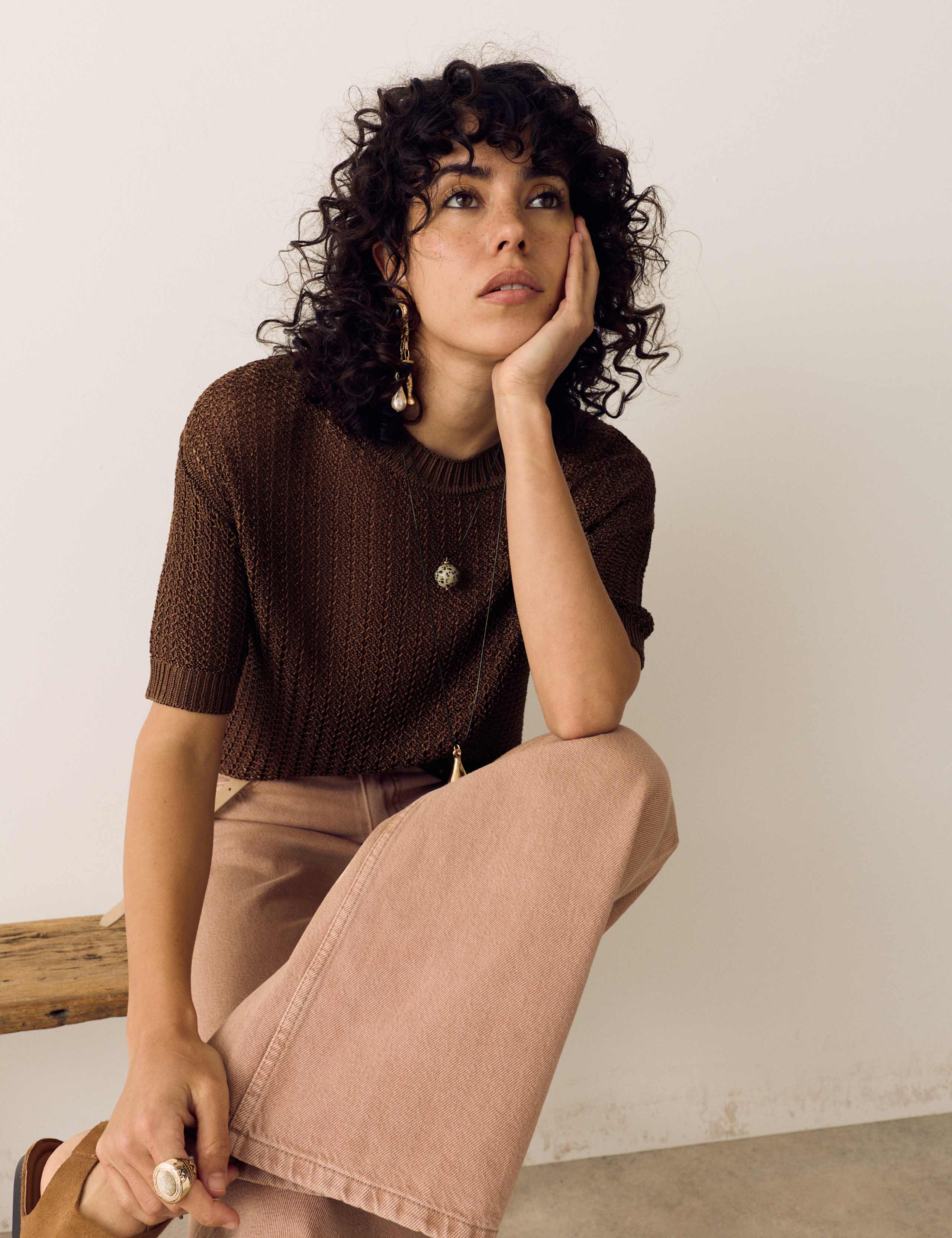 Sparkly Crew Neck Knitted Top