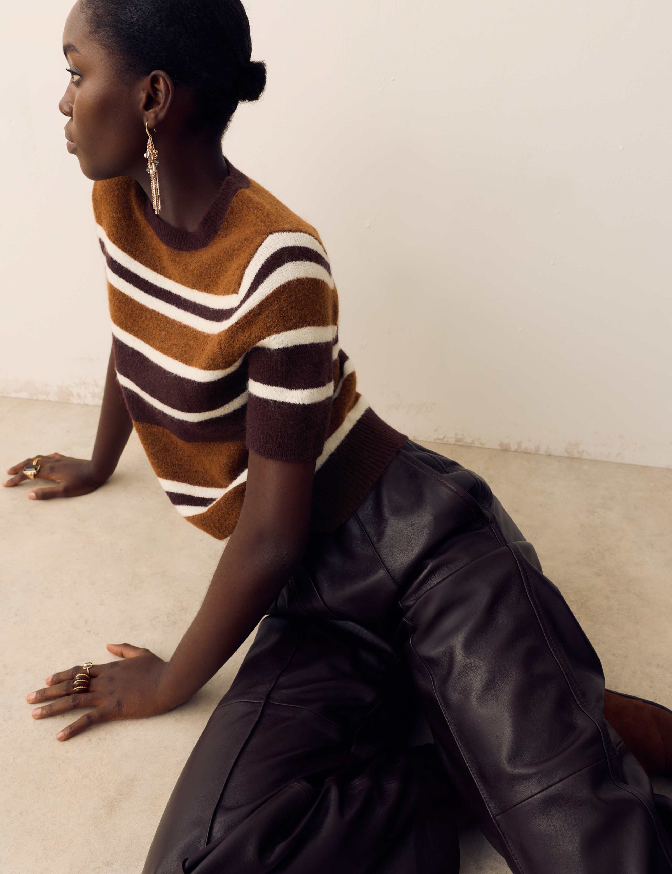 Striped Knitted Top with Mohair
