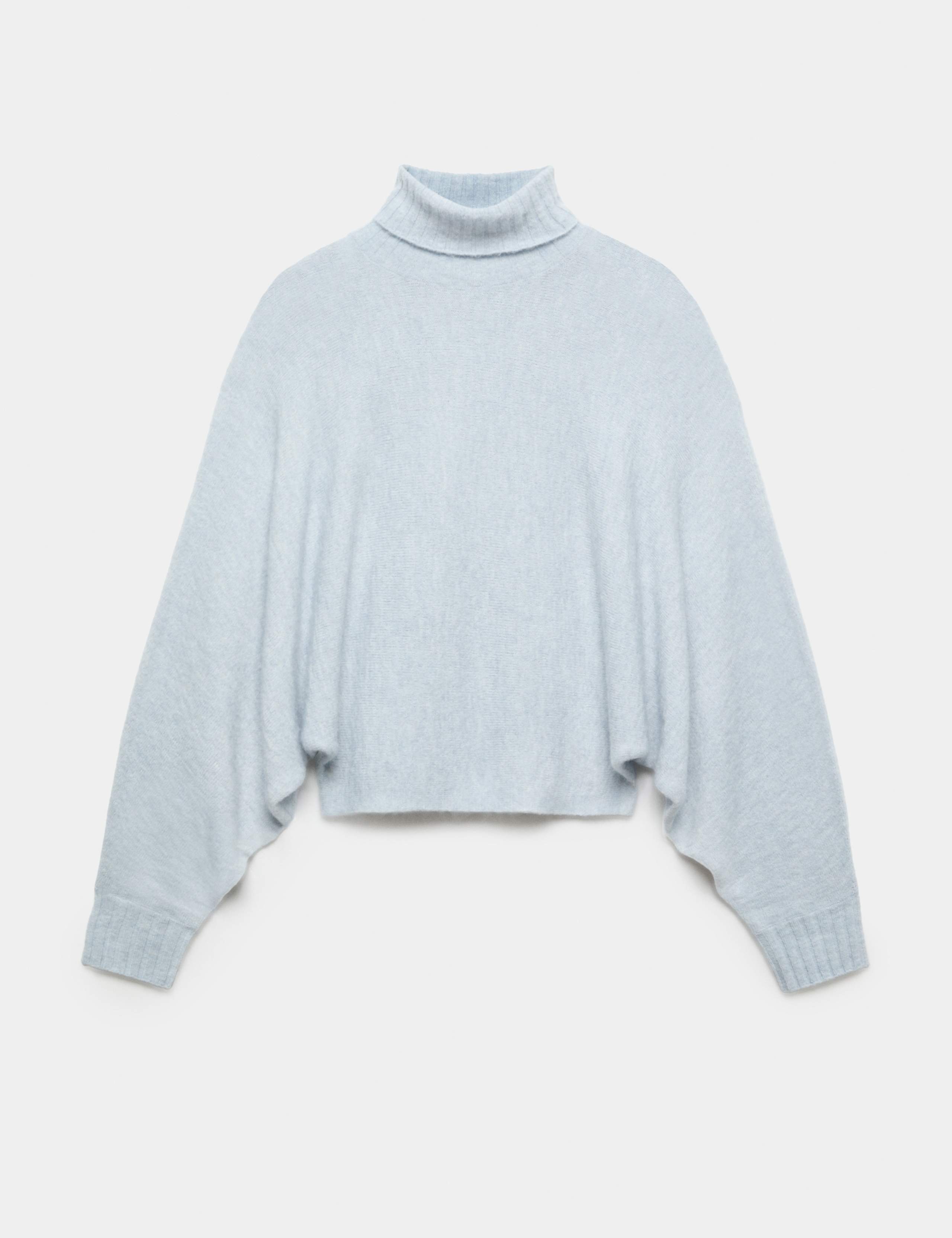 Balloon Sleeve Roll Neck Jumper with Wool