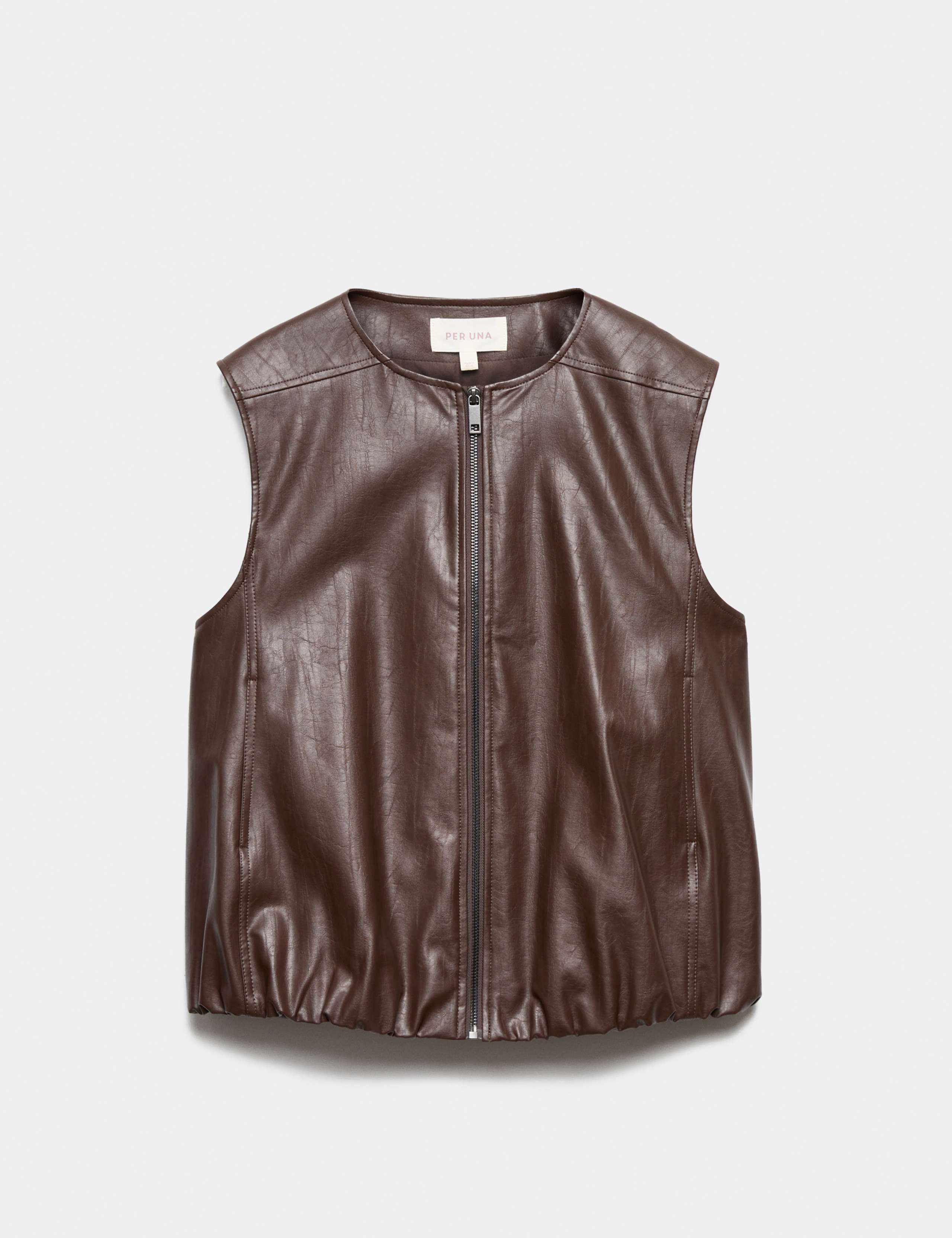 Faux Leather Bubble Hem Gilet