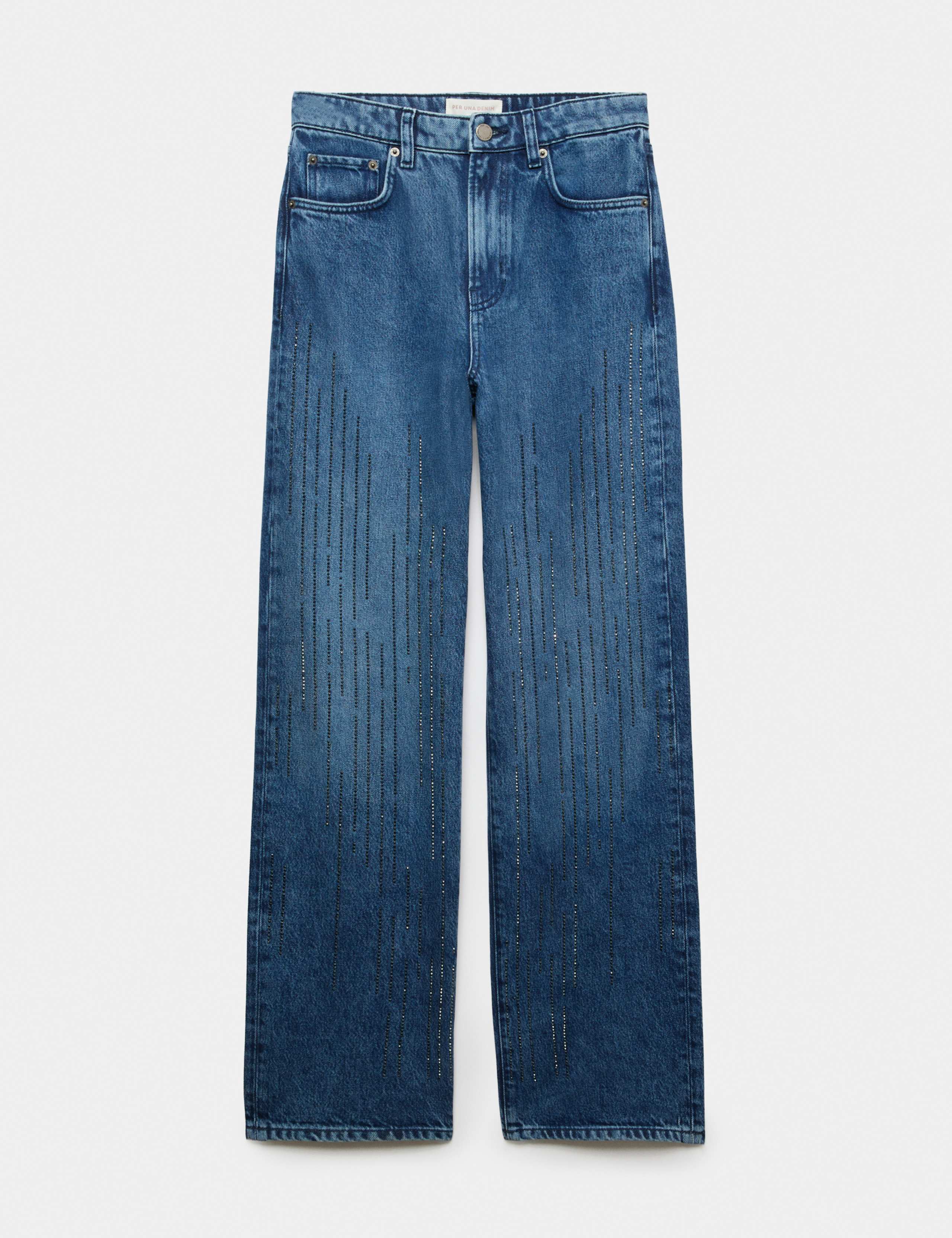 High Waisted Embellished Wide Leg Jeans