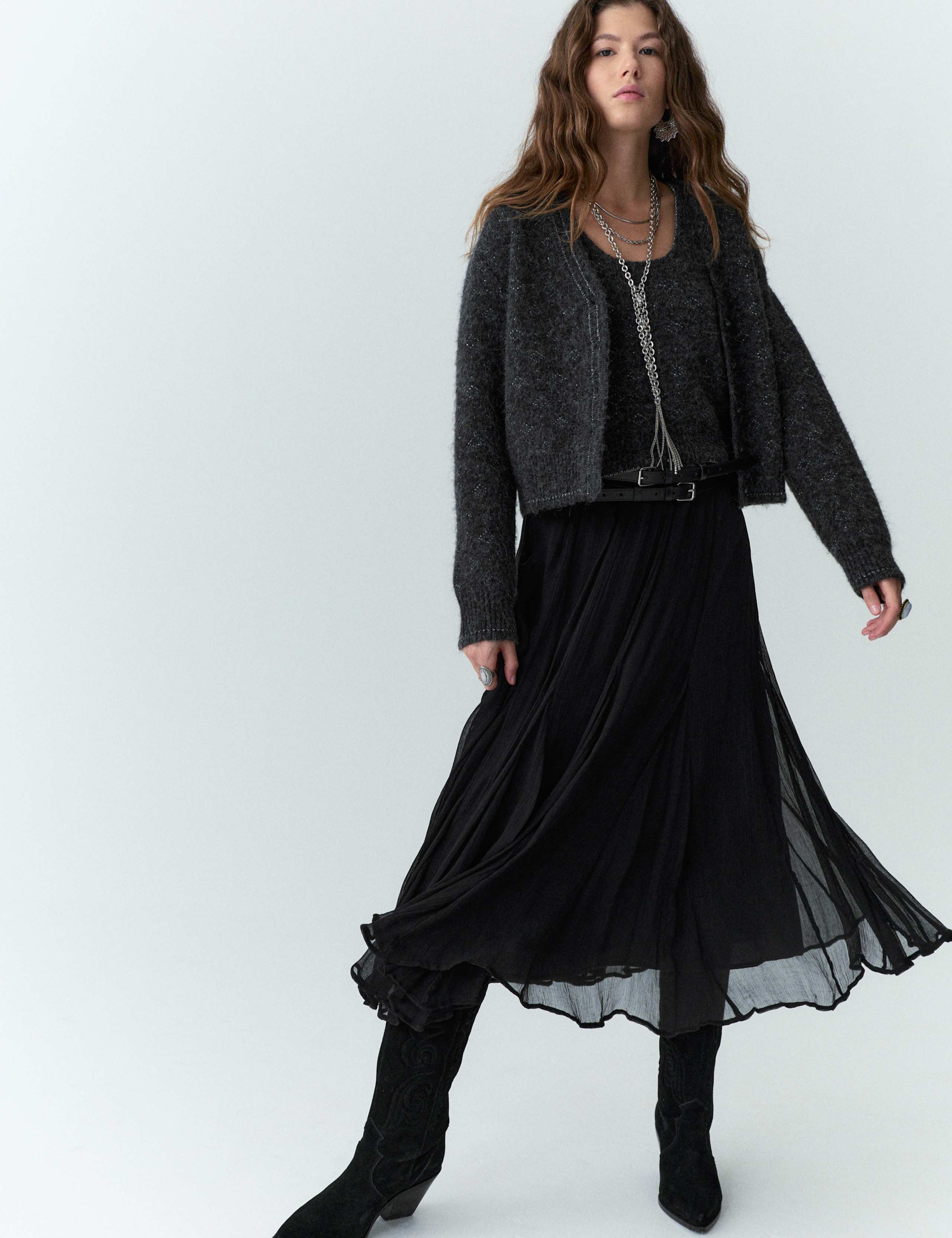 Pure Cupro Chiffon Maxi Skirt