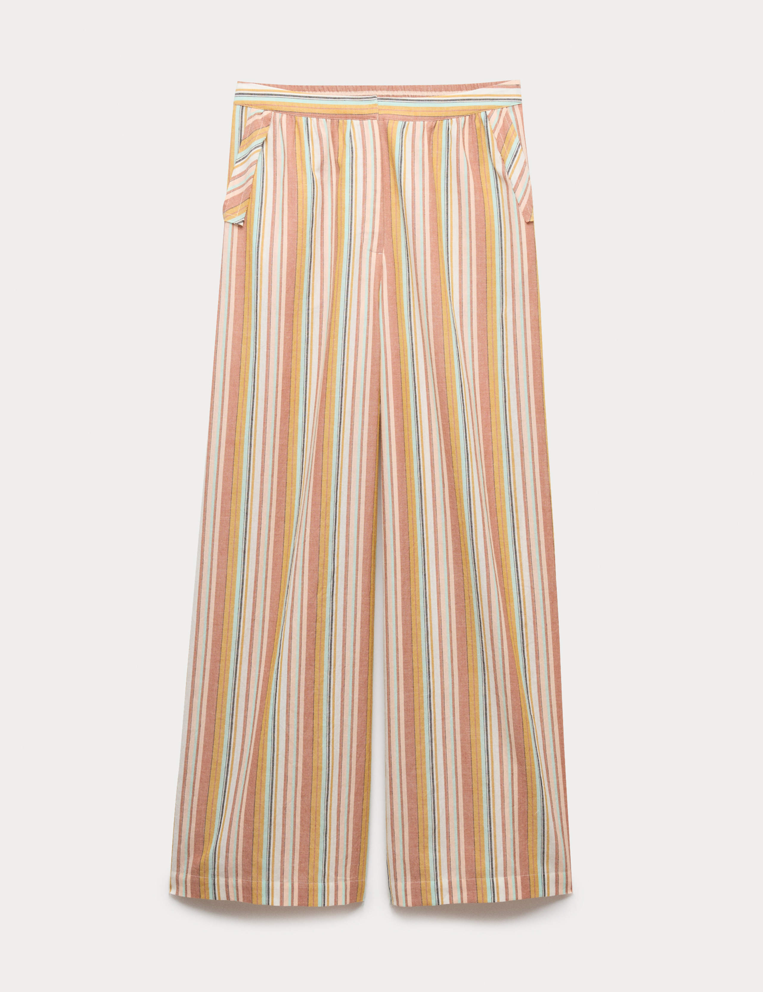 Pure Cotton Striped Wide Leg Trousers