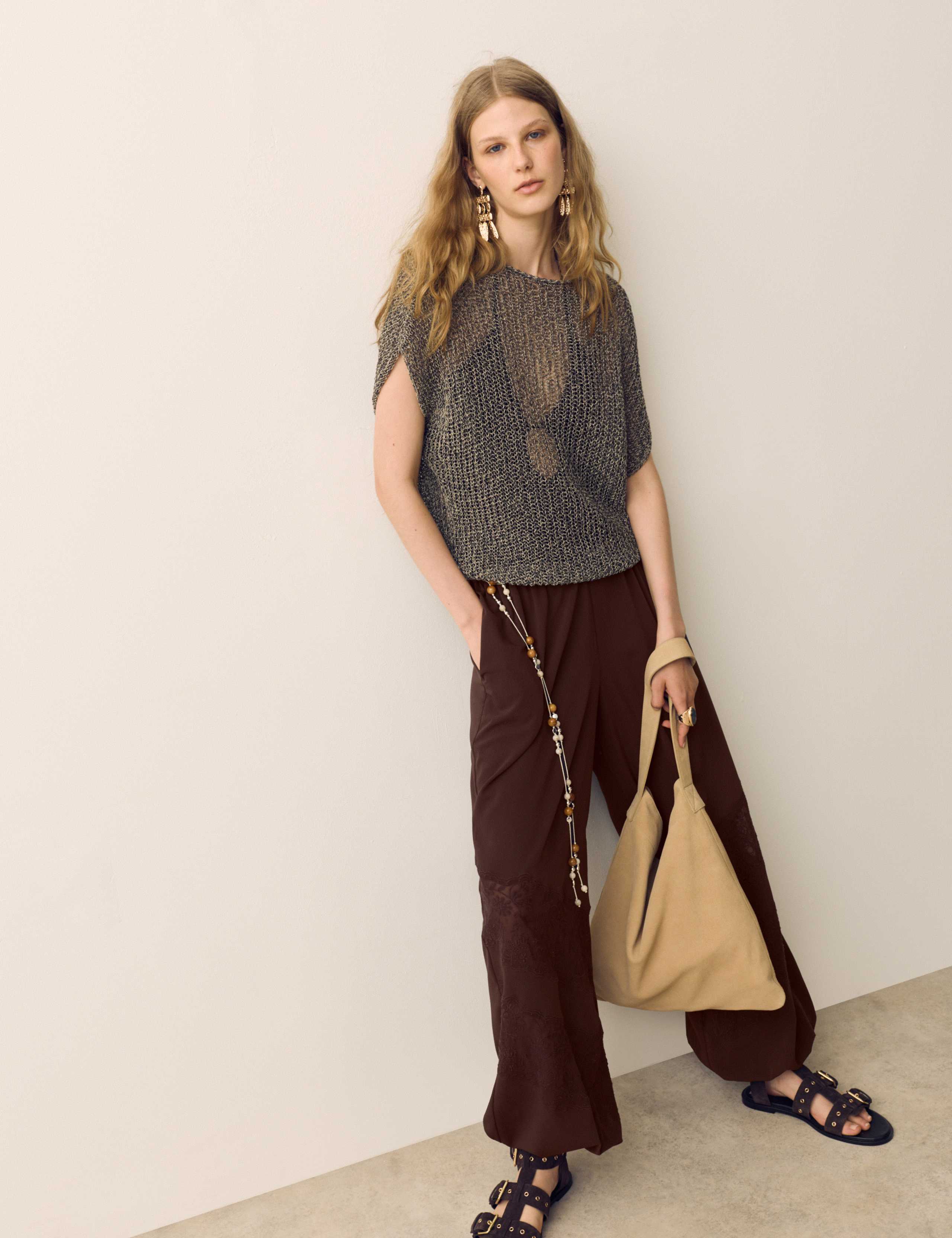 Lace Parachute Relaxed Trousers