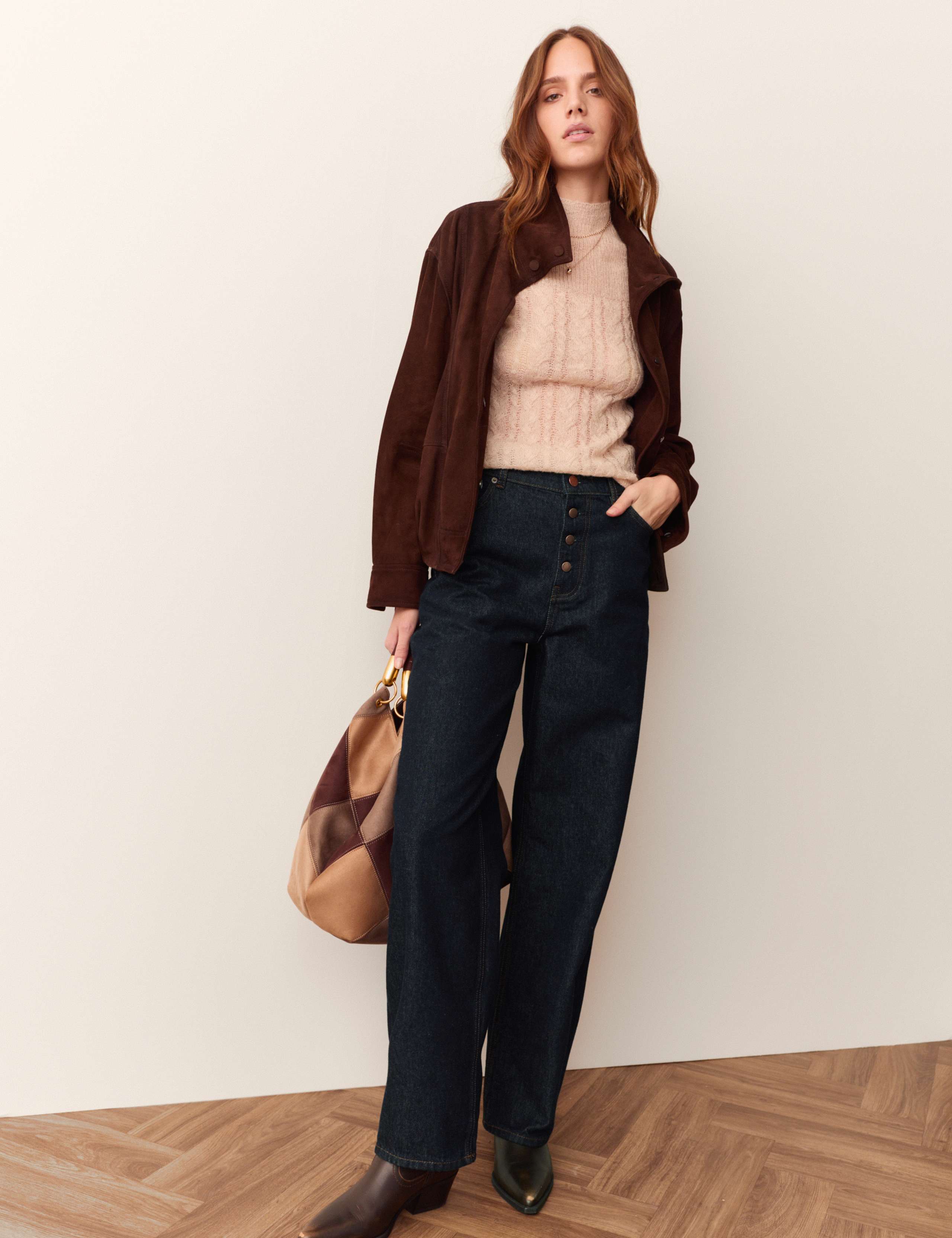 Cotton Rich Pleated High Waisted Barrel Jeans
