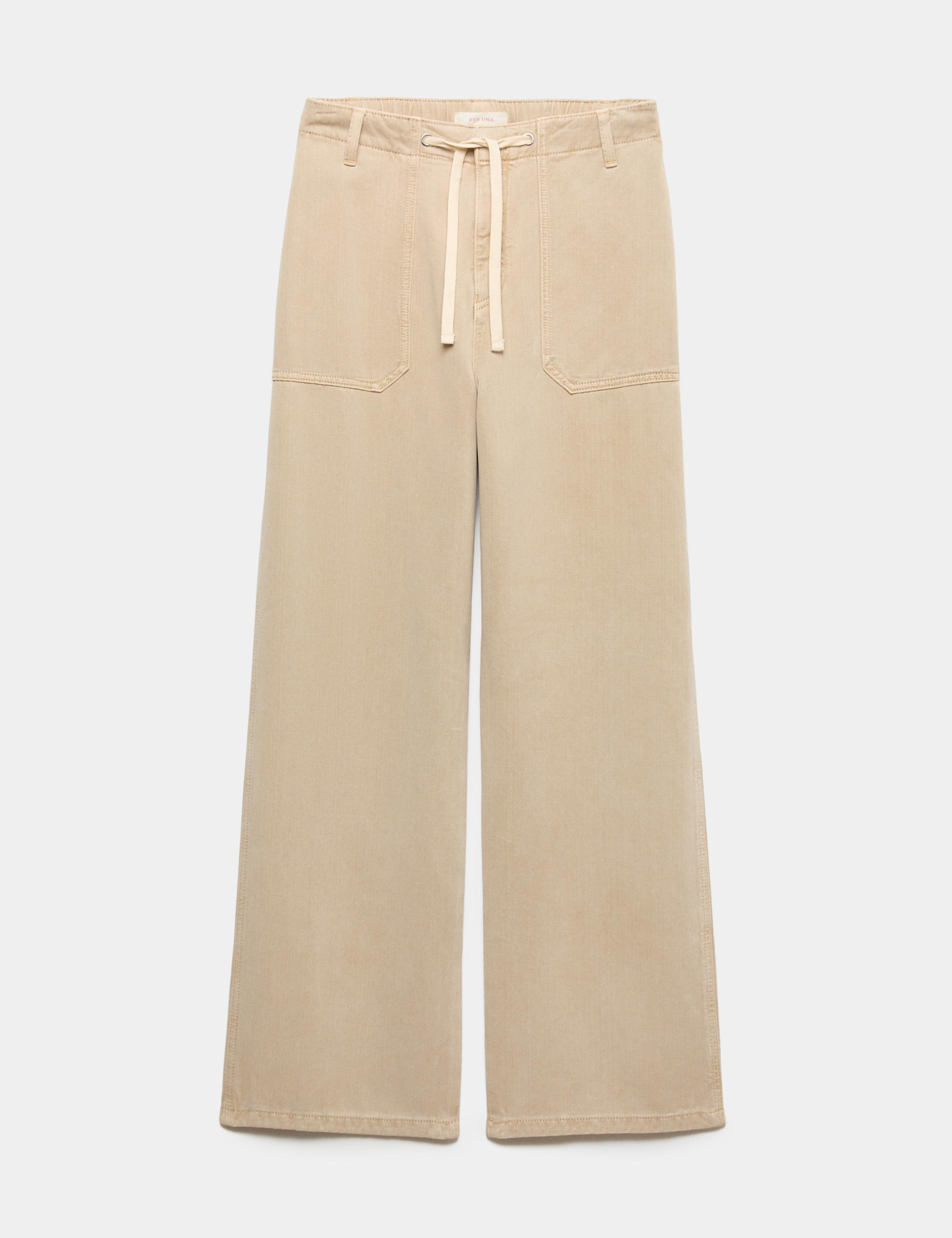 Lyocell Rich Drawstring Straight Leg Trousers