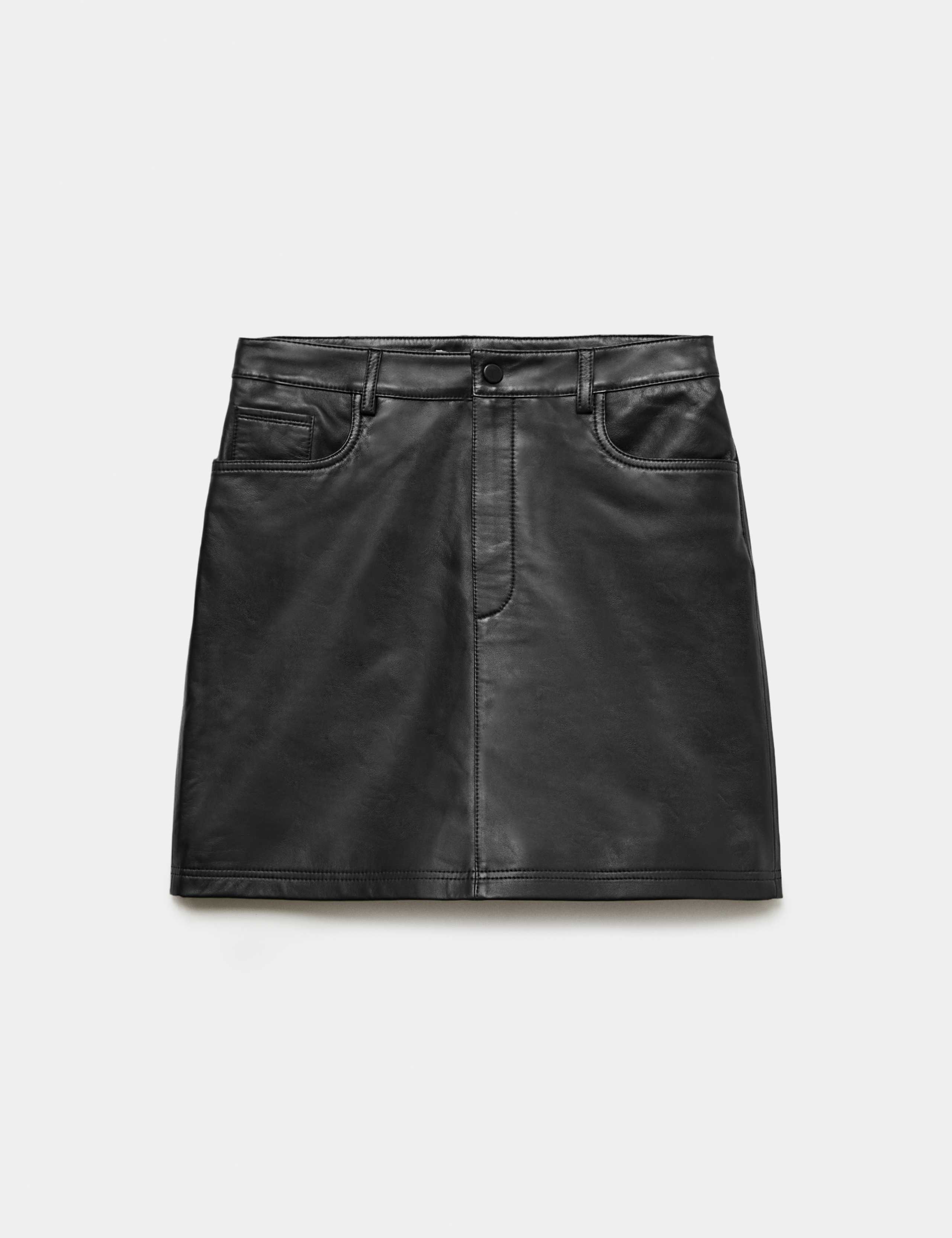 Leather Mini A-Line Skirt