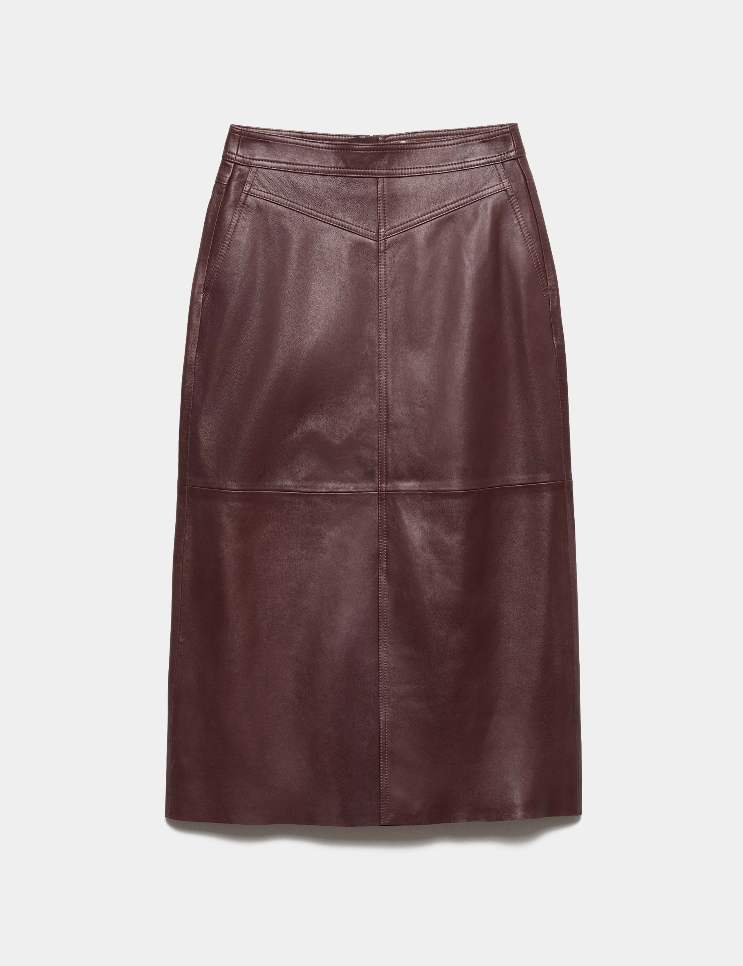 Leather Panelled Midi Column Skirt
