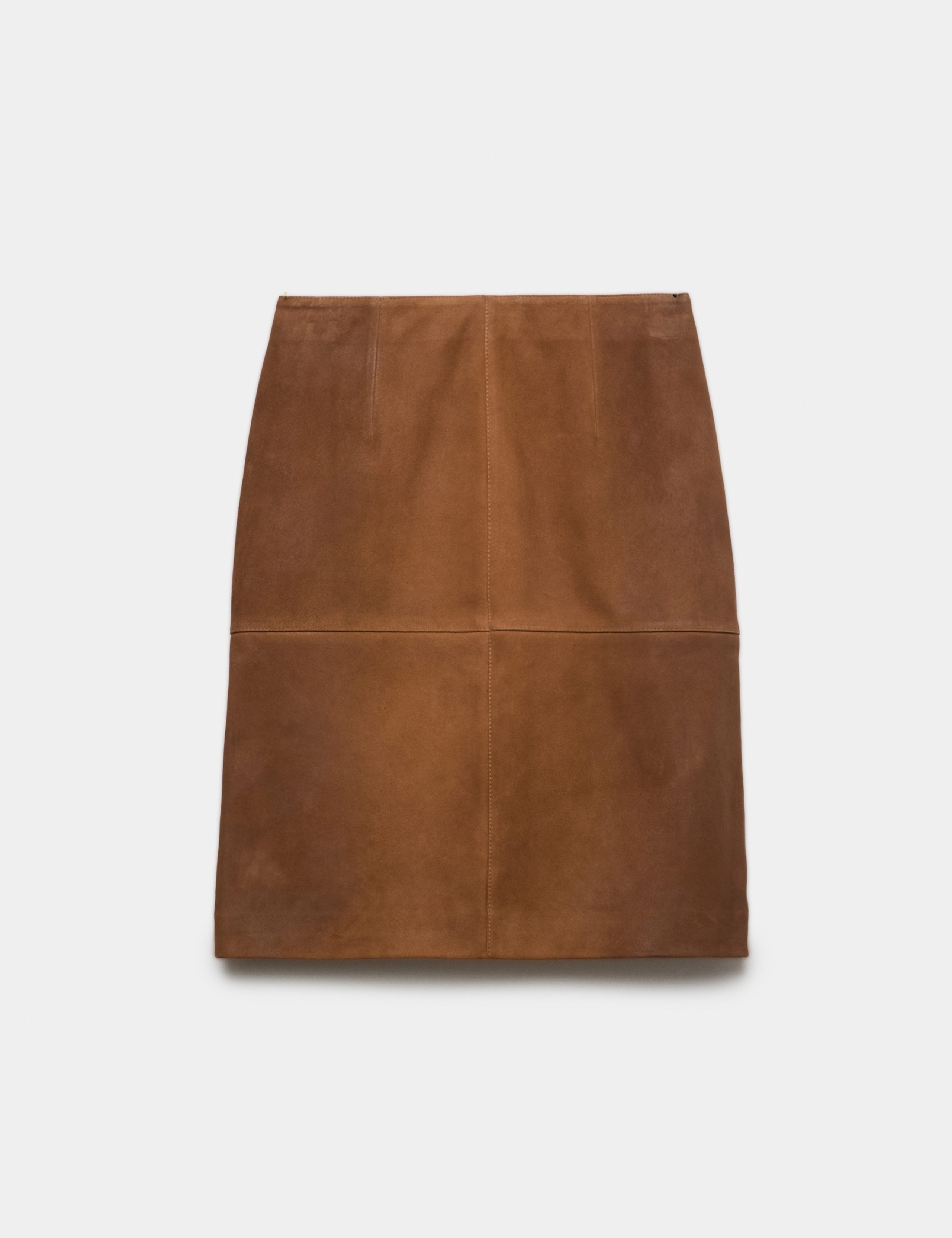 Suede Knee Length A Line Skirt