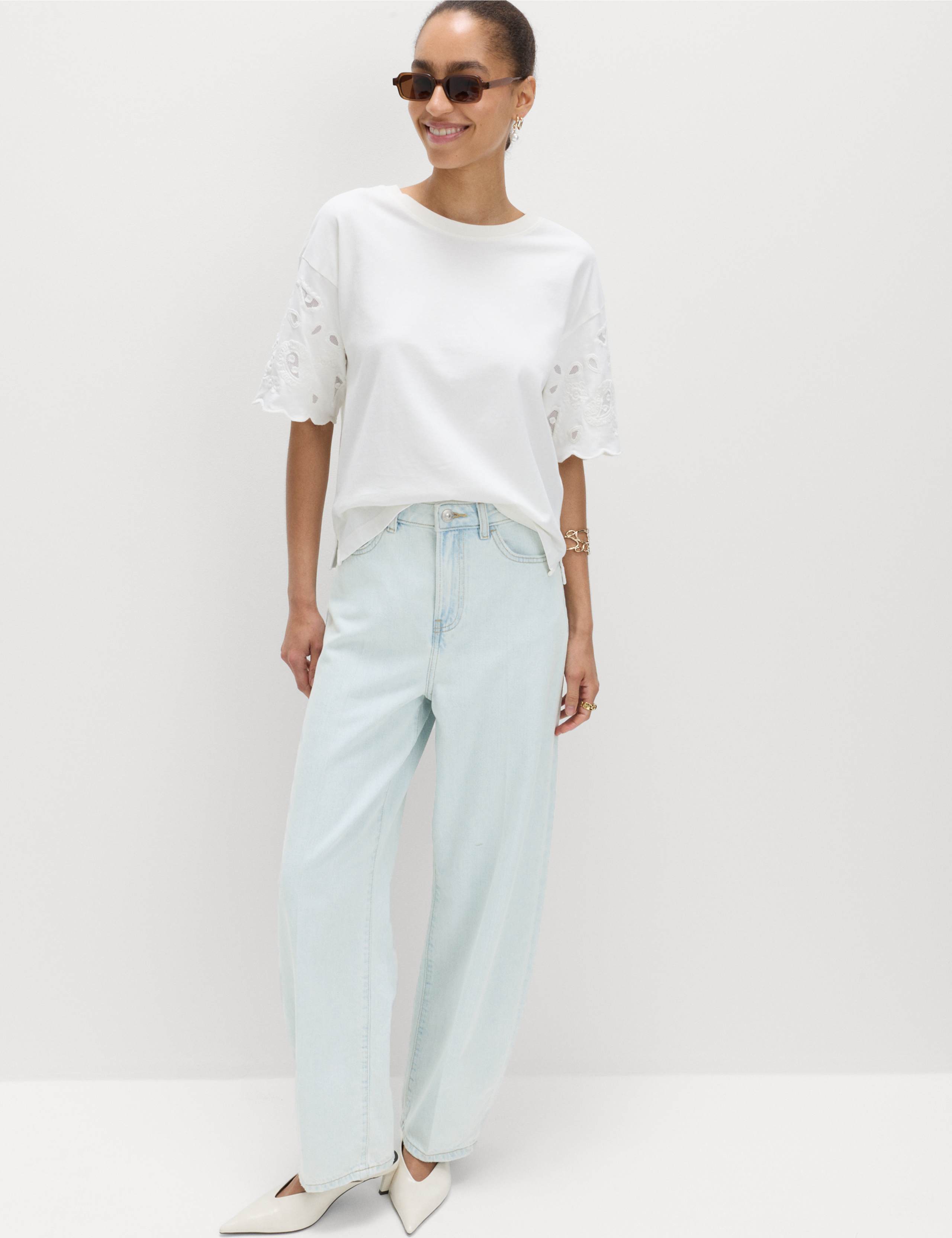 High Waisted Crease Front Barrel Jeans