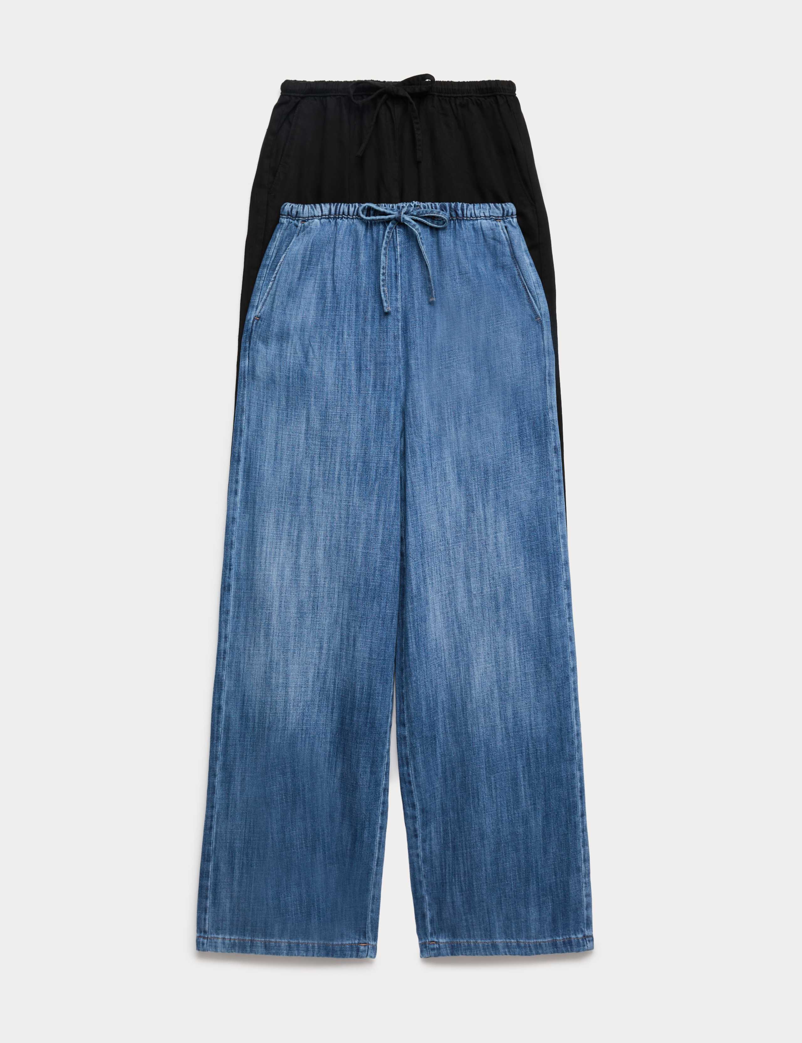 2 Pack Denim Pull On Wide Leg Jeans
