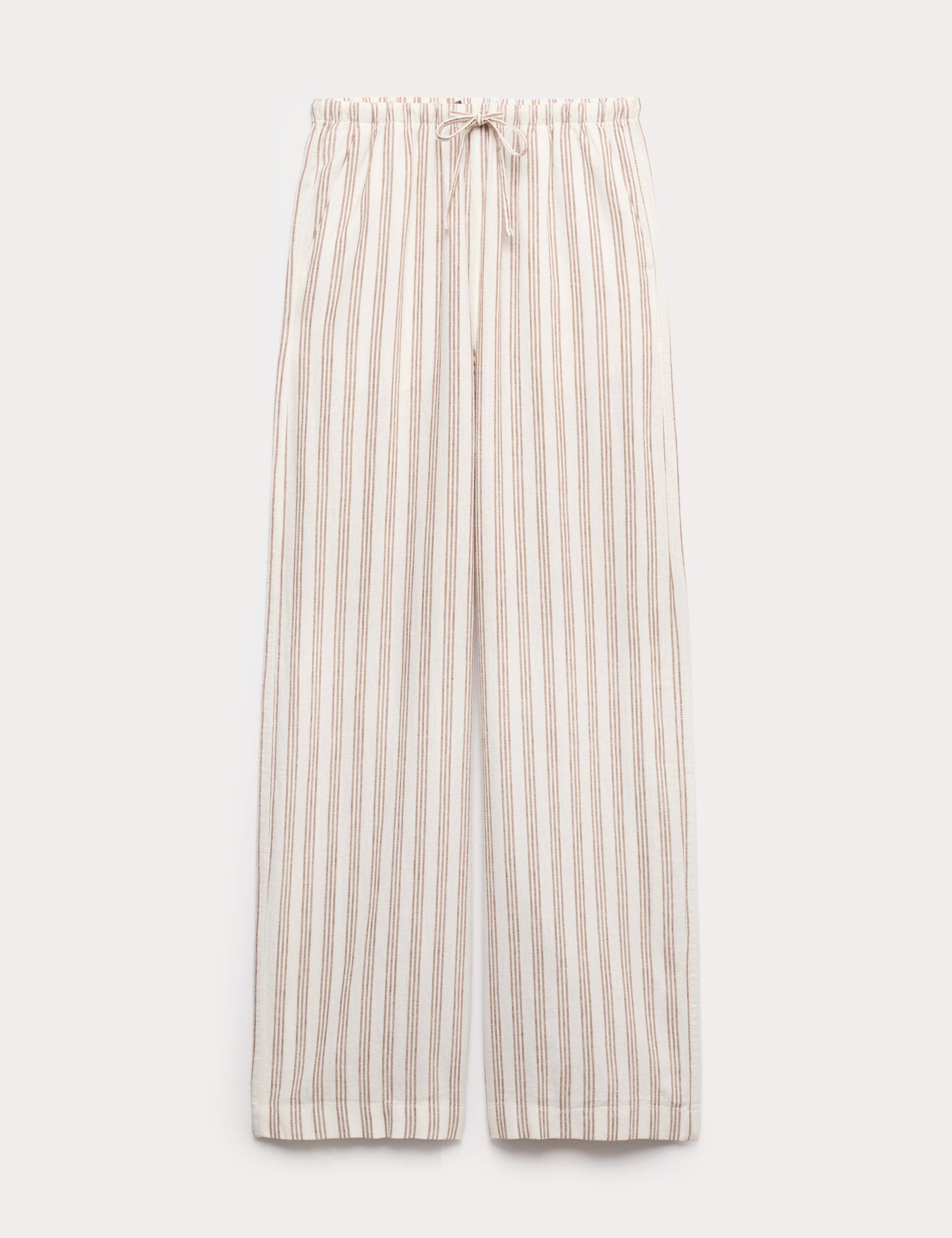 Linen Rich Drawstring Wide Leg Trousers