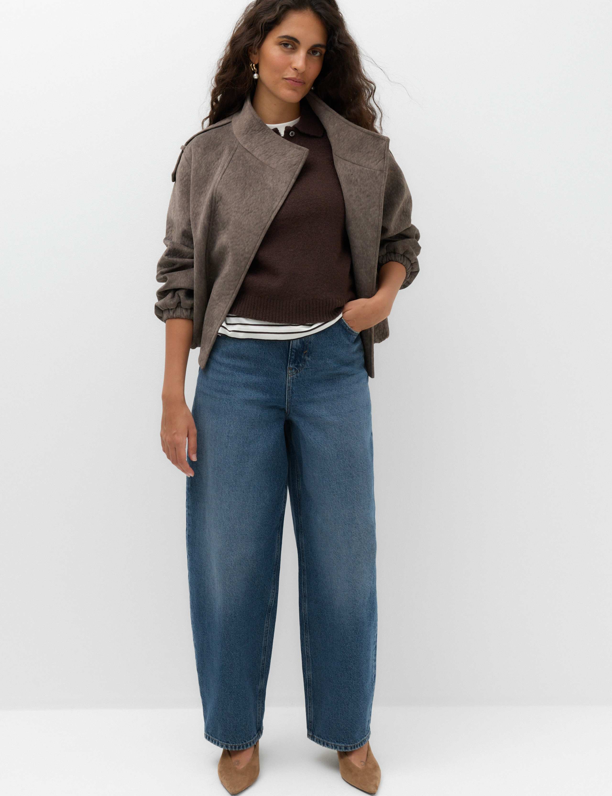 Relaxed Mid Rise Cinch Barrel Jeans
