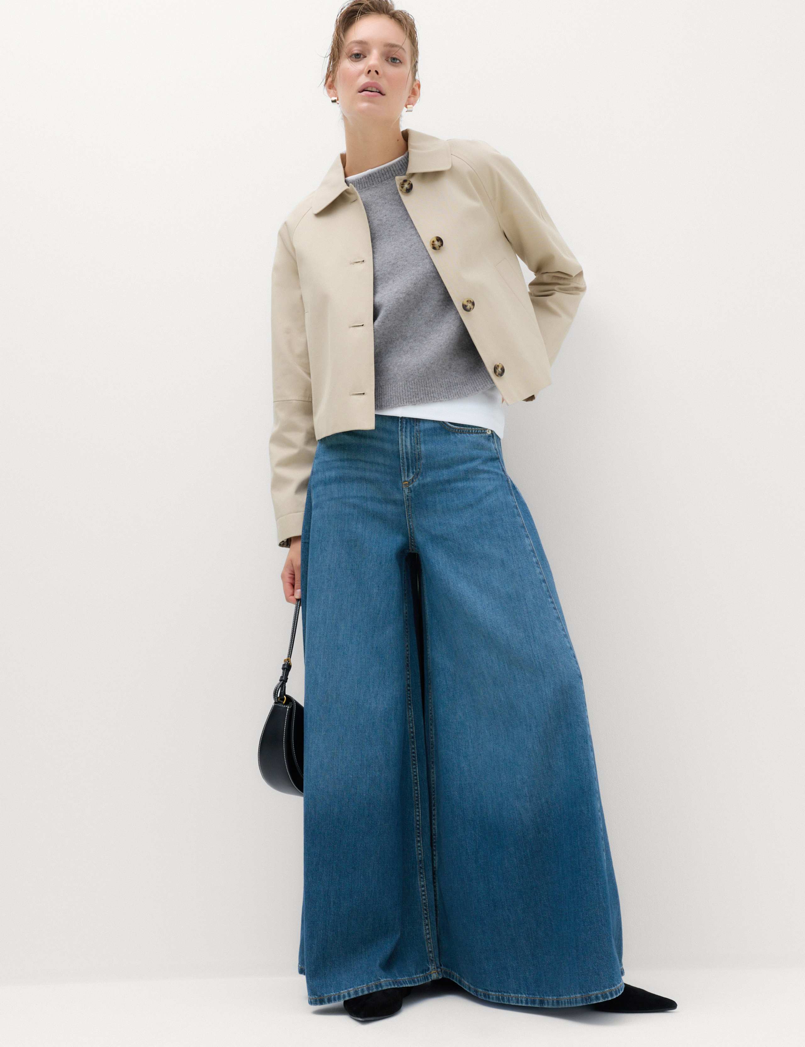 Vintage Look High Waisted Baggy Wide Leg Jeans