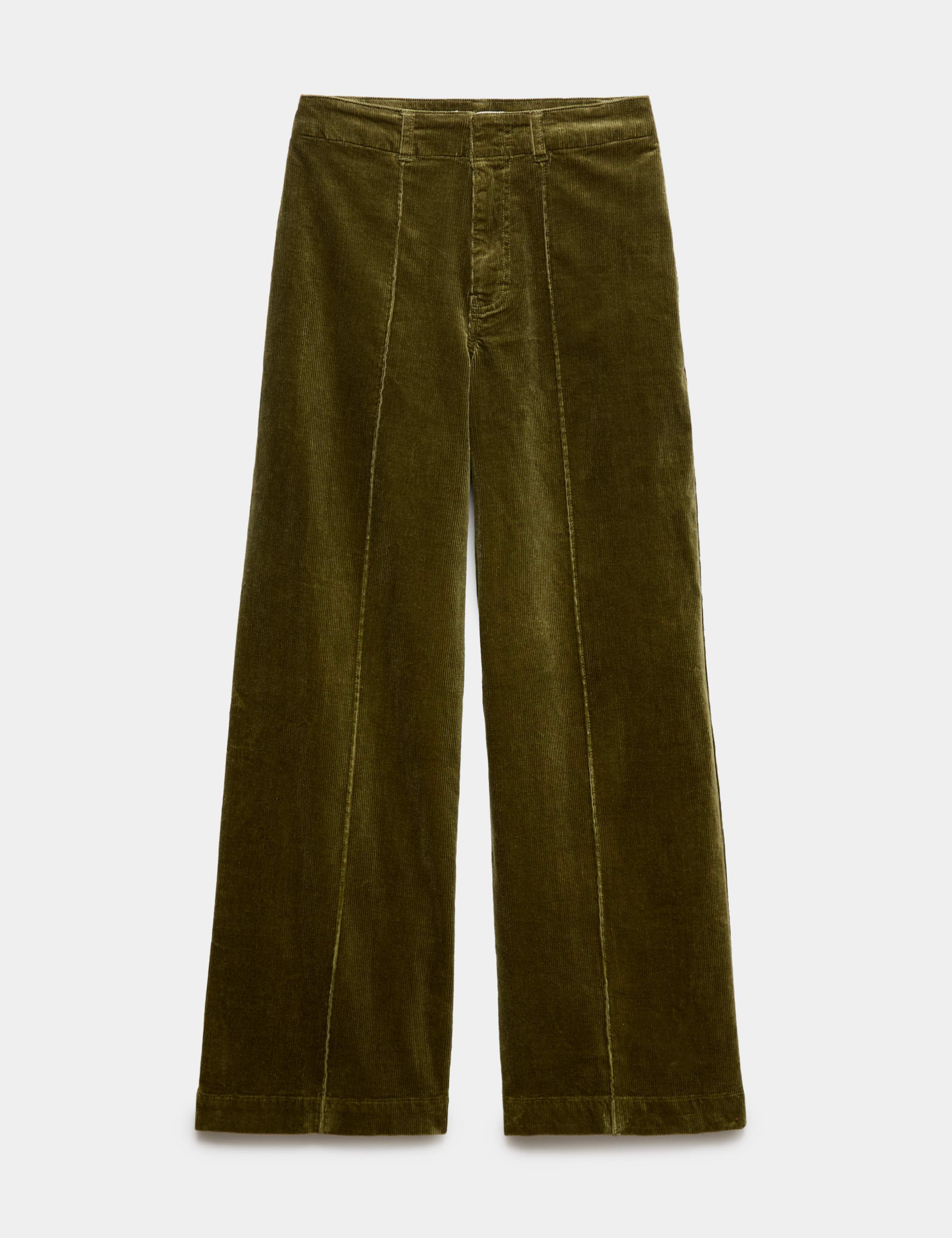 Cord Pintuck Wide Leg Trousers