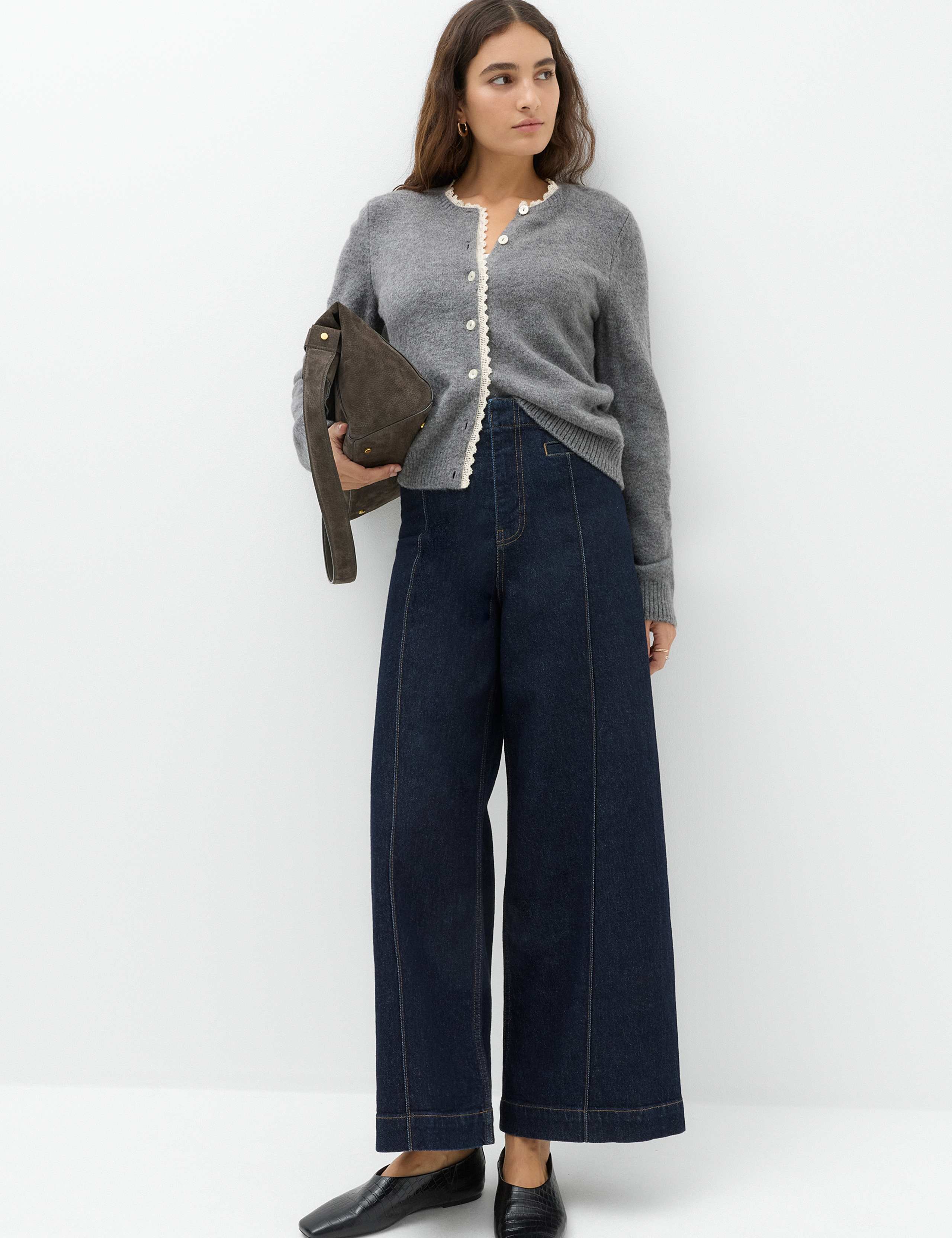 High Waisted Pintuck Ankle Grazer Jeans
