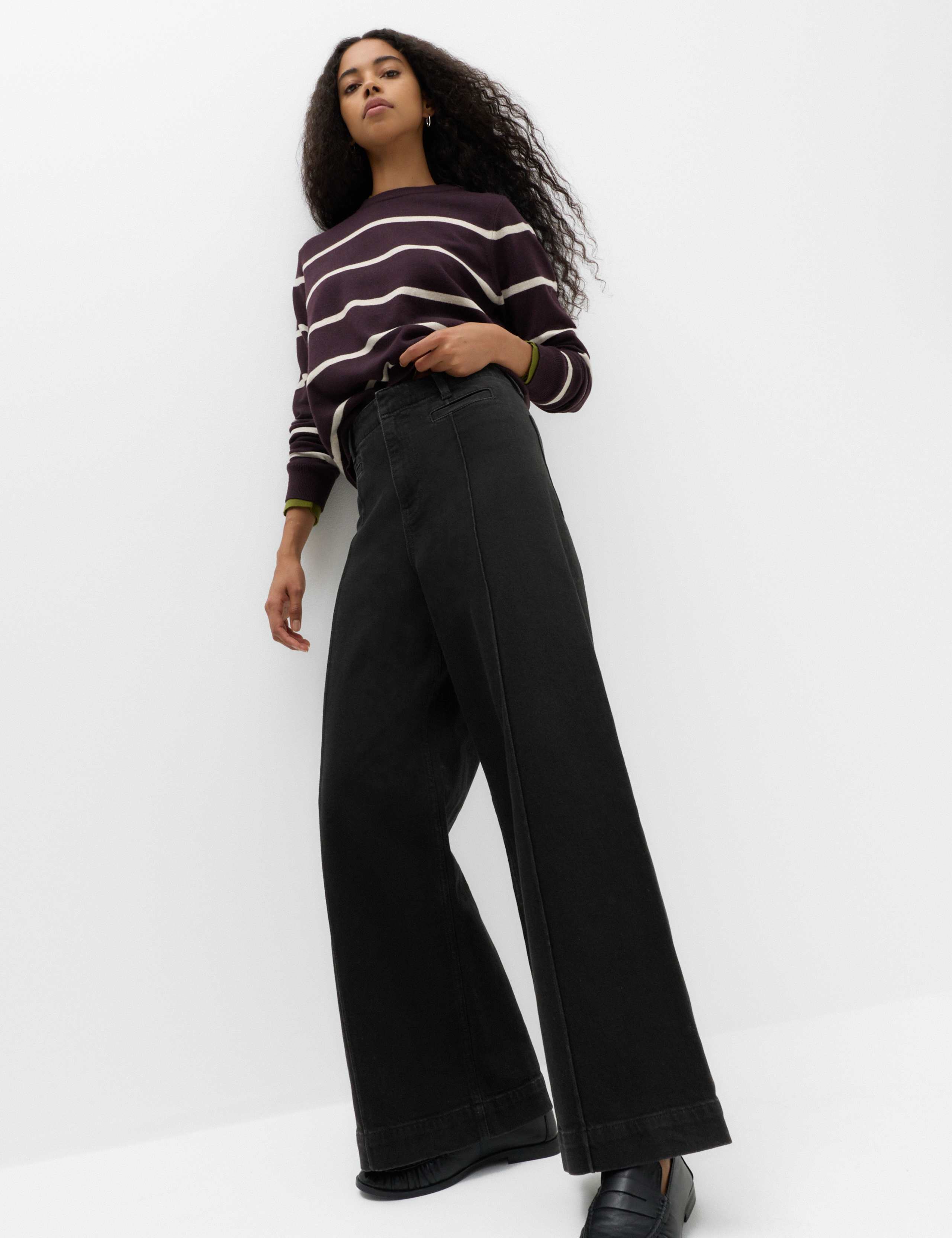 High Waisted Pintuck Ankle Grazer Jeans