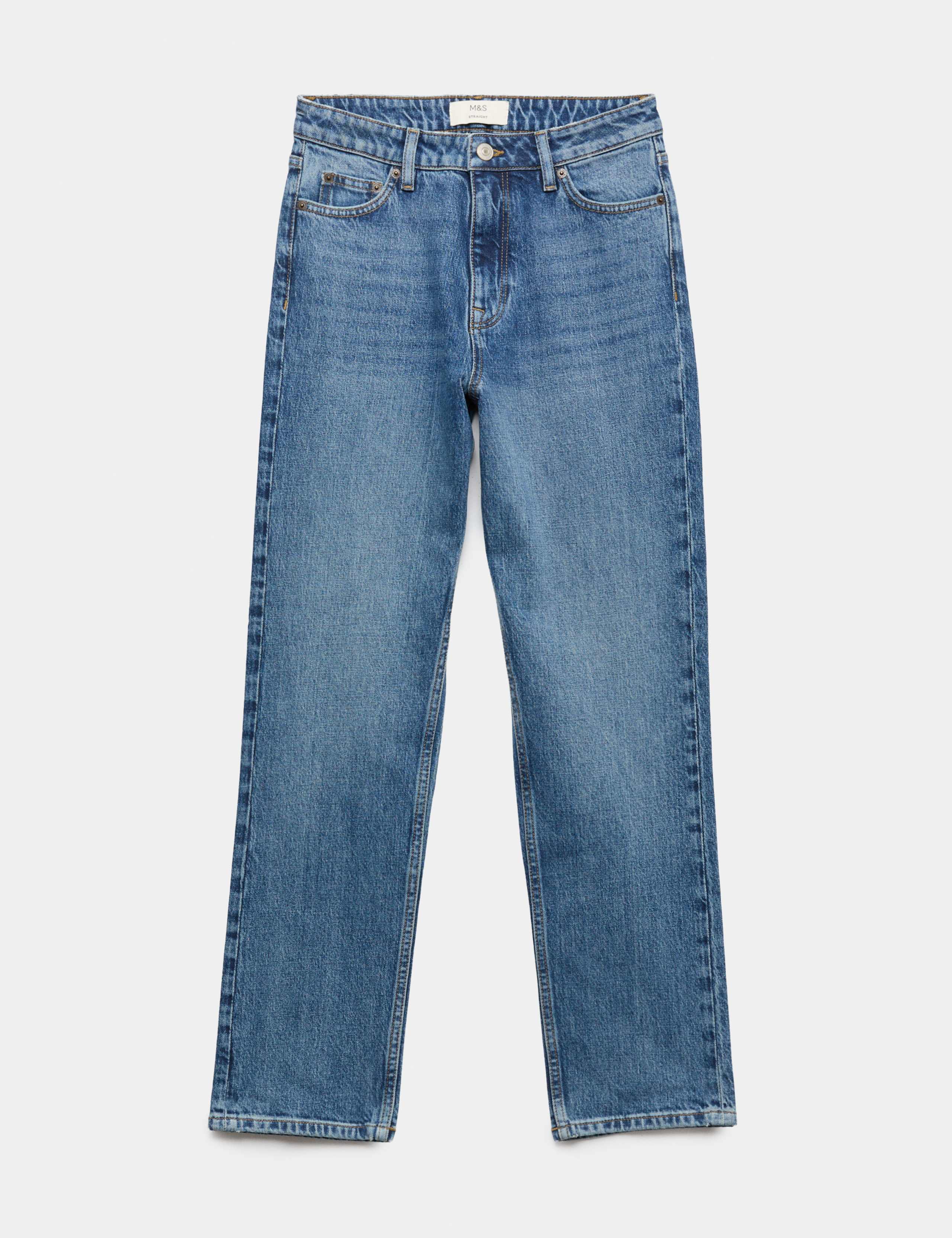 Mid Rise Straight Leg Ankle Length Jeans