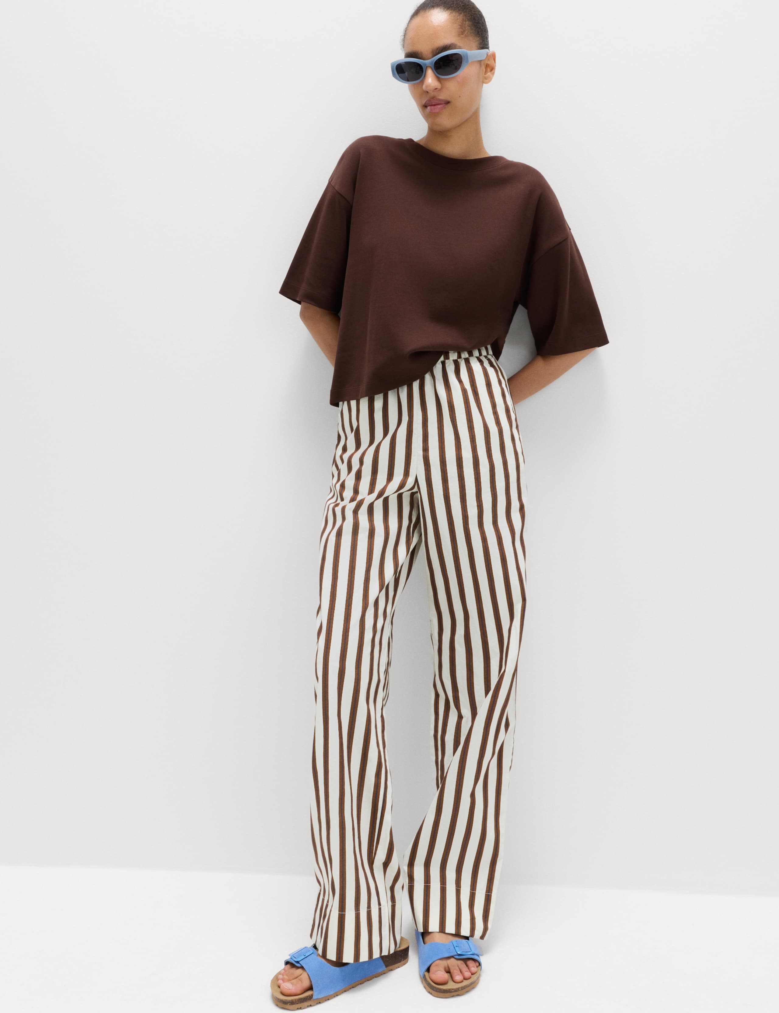 2 Pack Pure Cotton Poplin Straight Leg Trousers