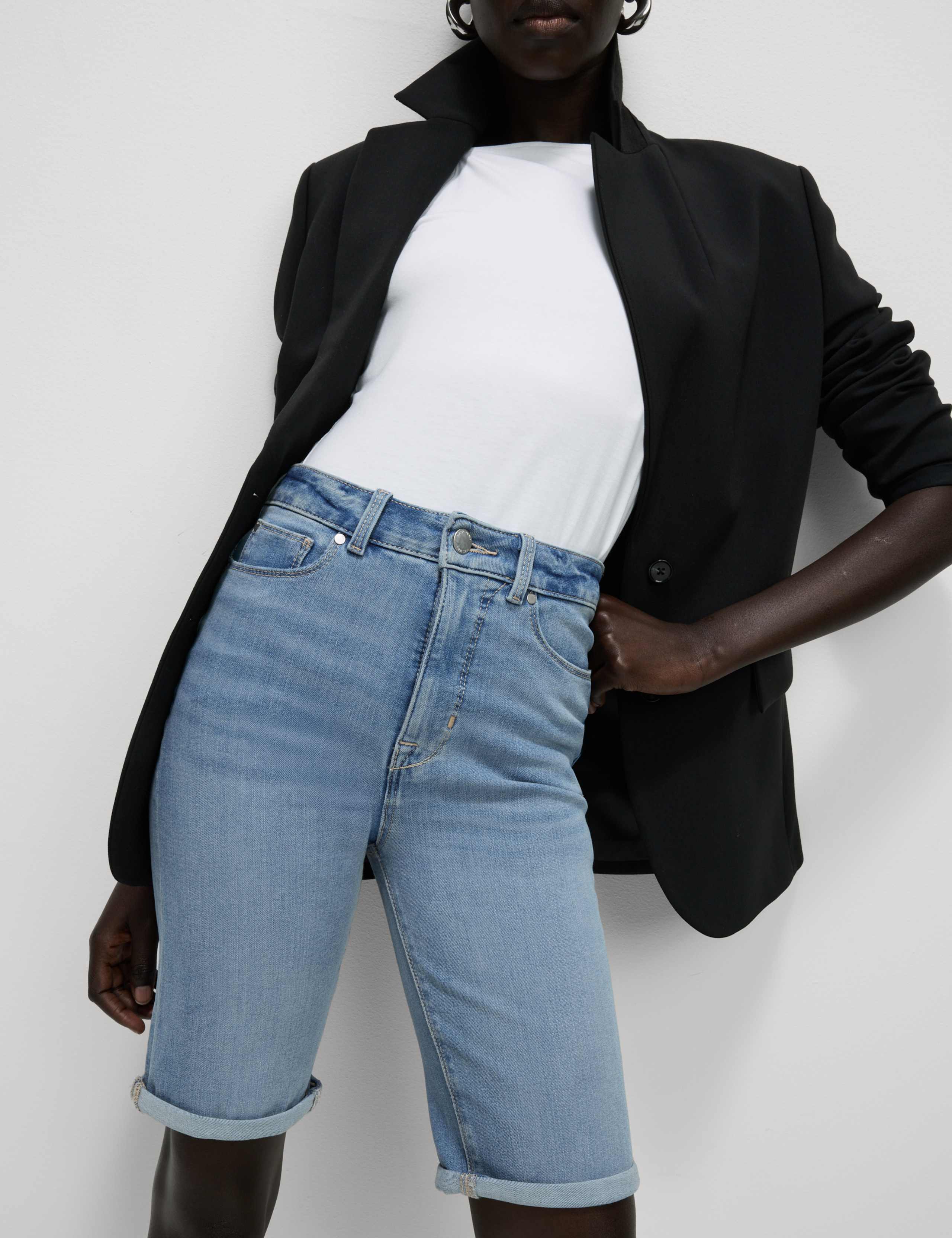 Cotton Rich High Waisted Magic Denim Shorts