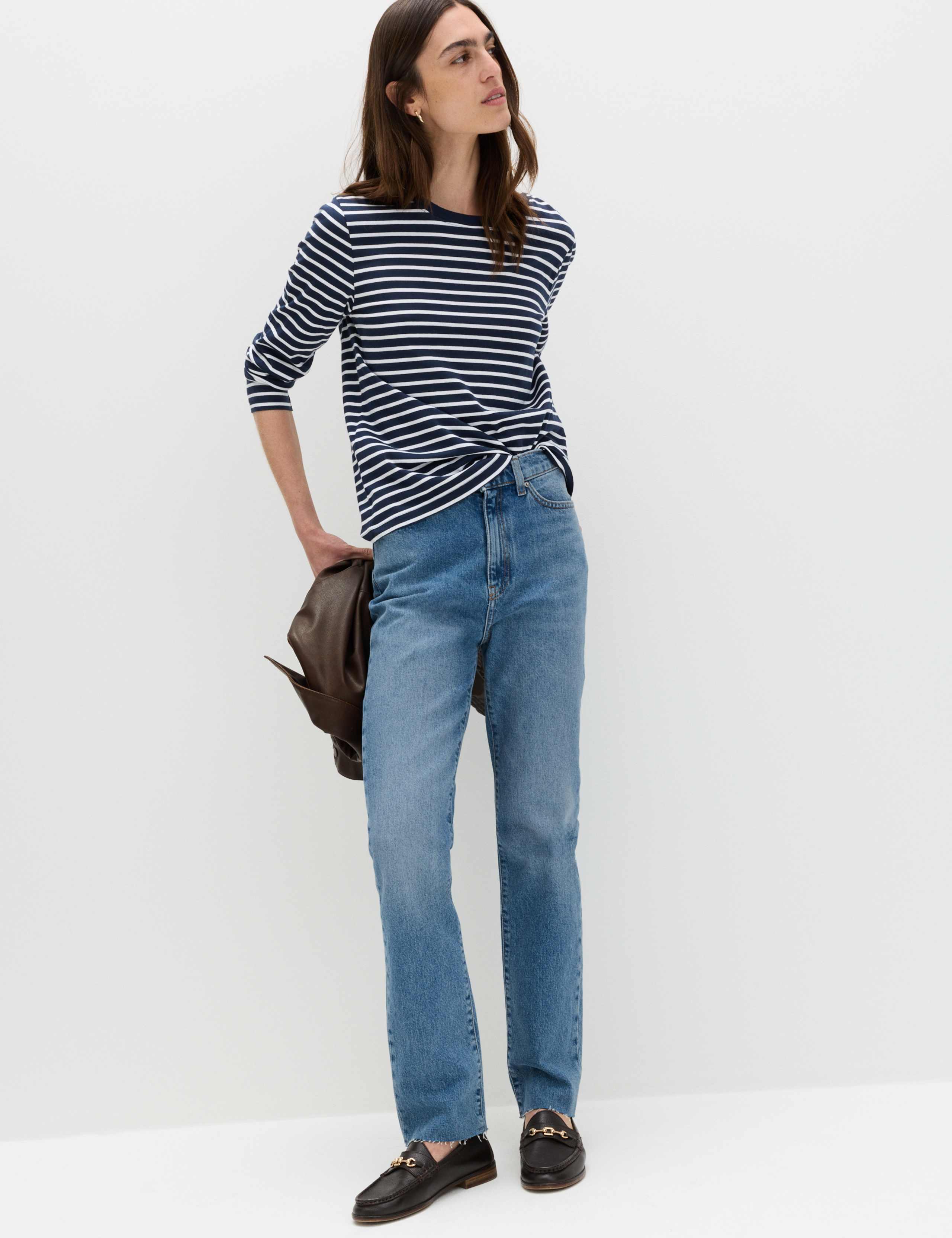 High Waisted Frayed Kickflare Jeans