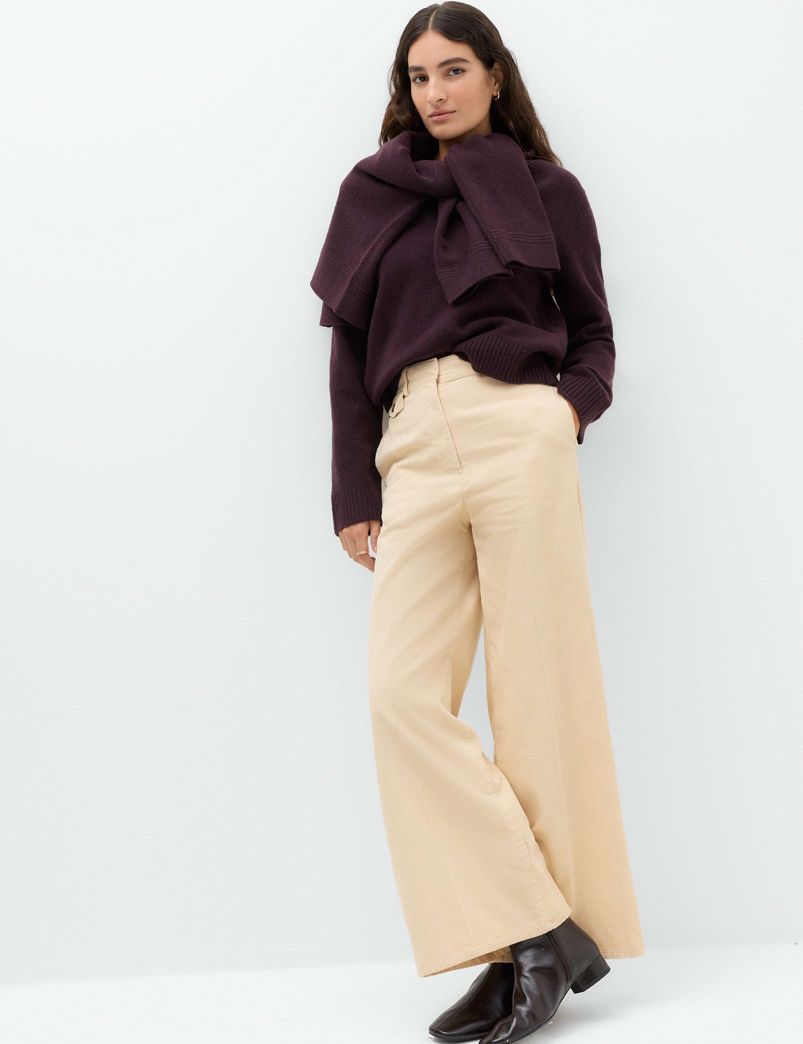 Pure Cotton Cord Wide Leg Trousers