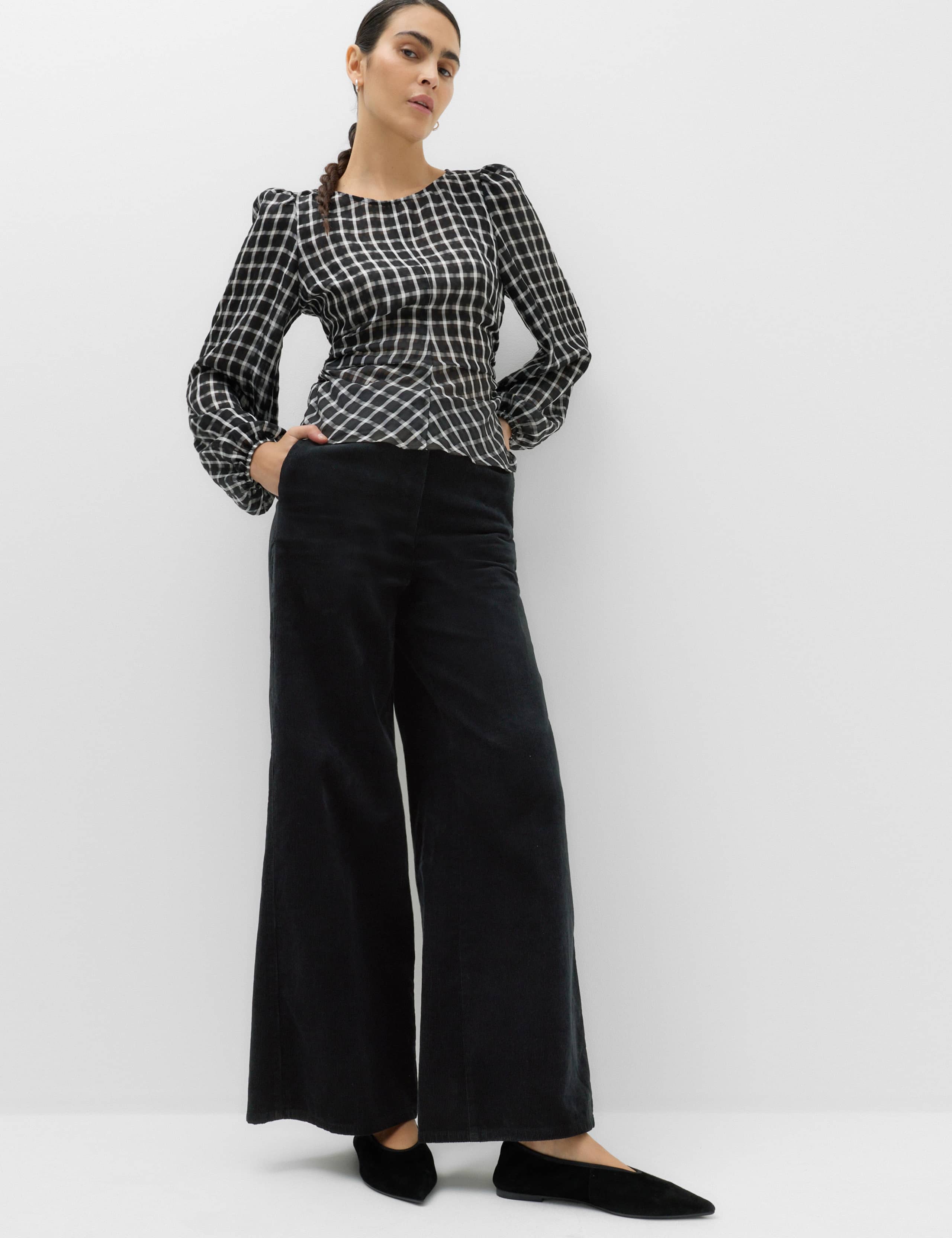 Pure Cotton Cord Wide Leg Trousers