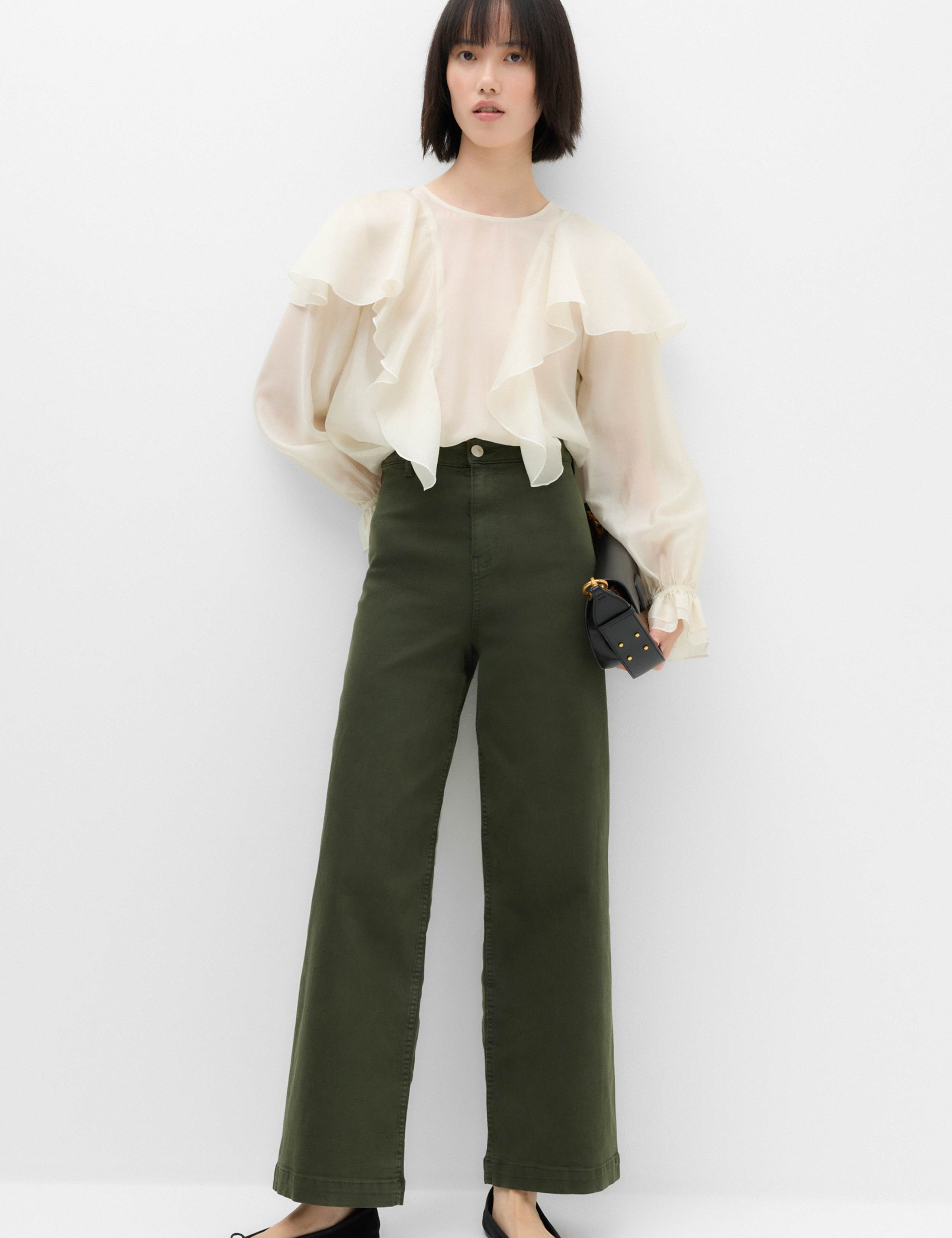 High Waisted Wide Leg Ankle Grazer Jeans