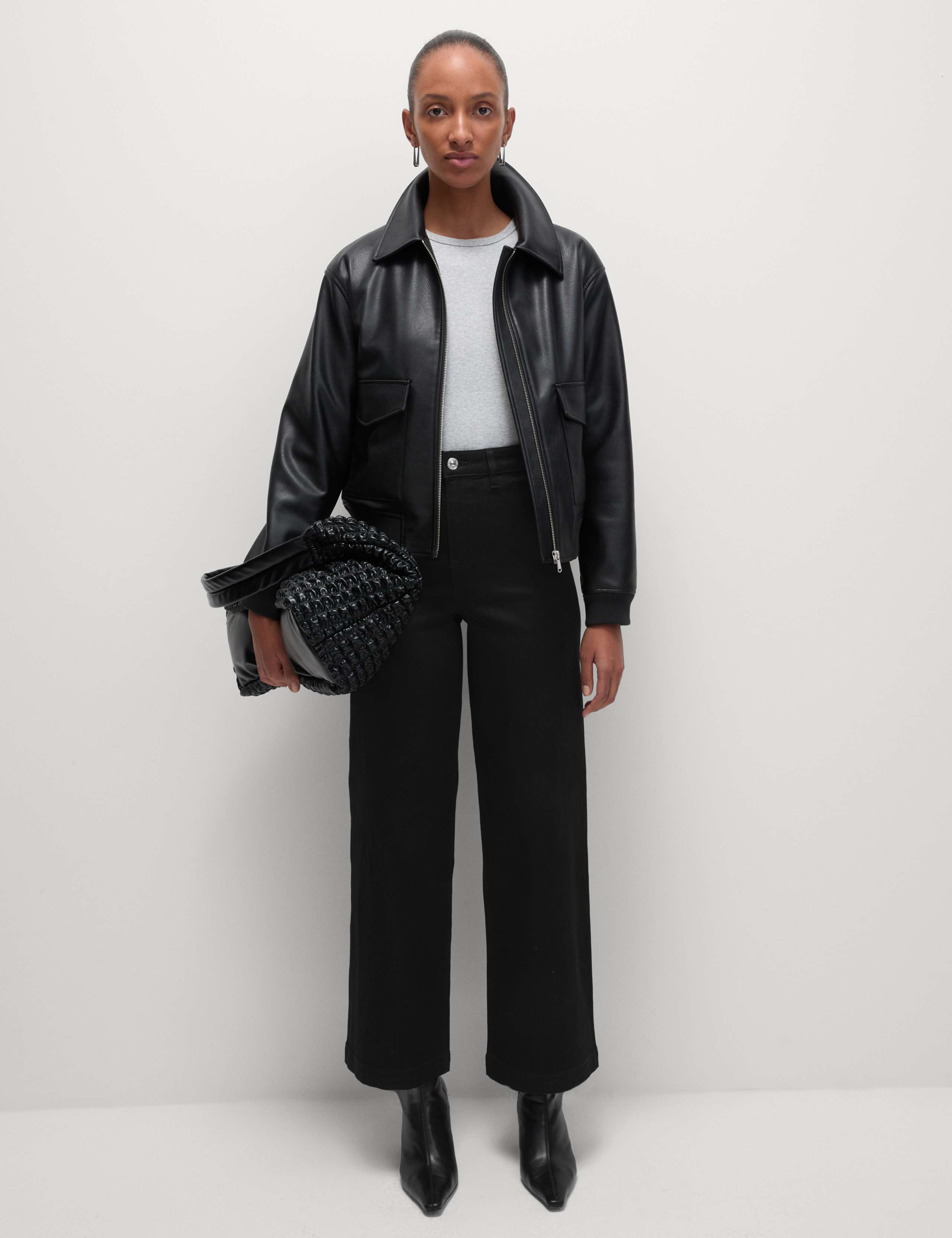 High Waisted Wide Leg Ankle Grazer Jeans