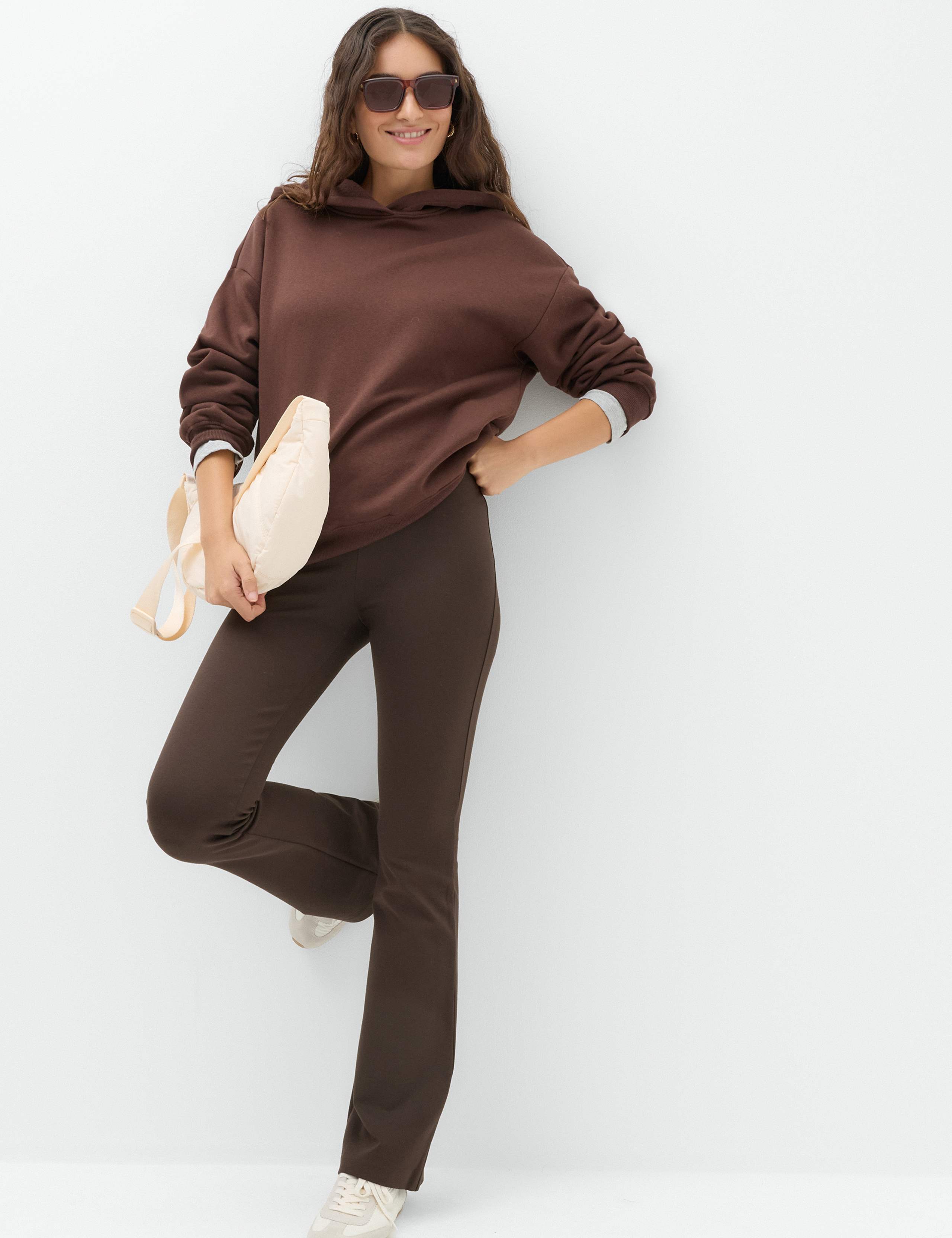 Jersey Elasticated Waist Flared Trousers