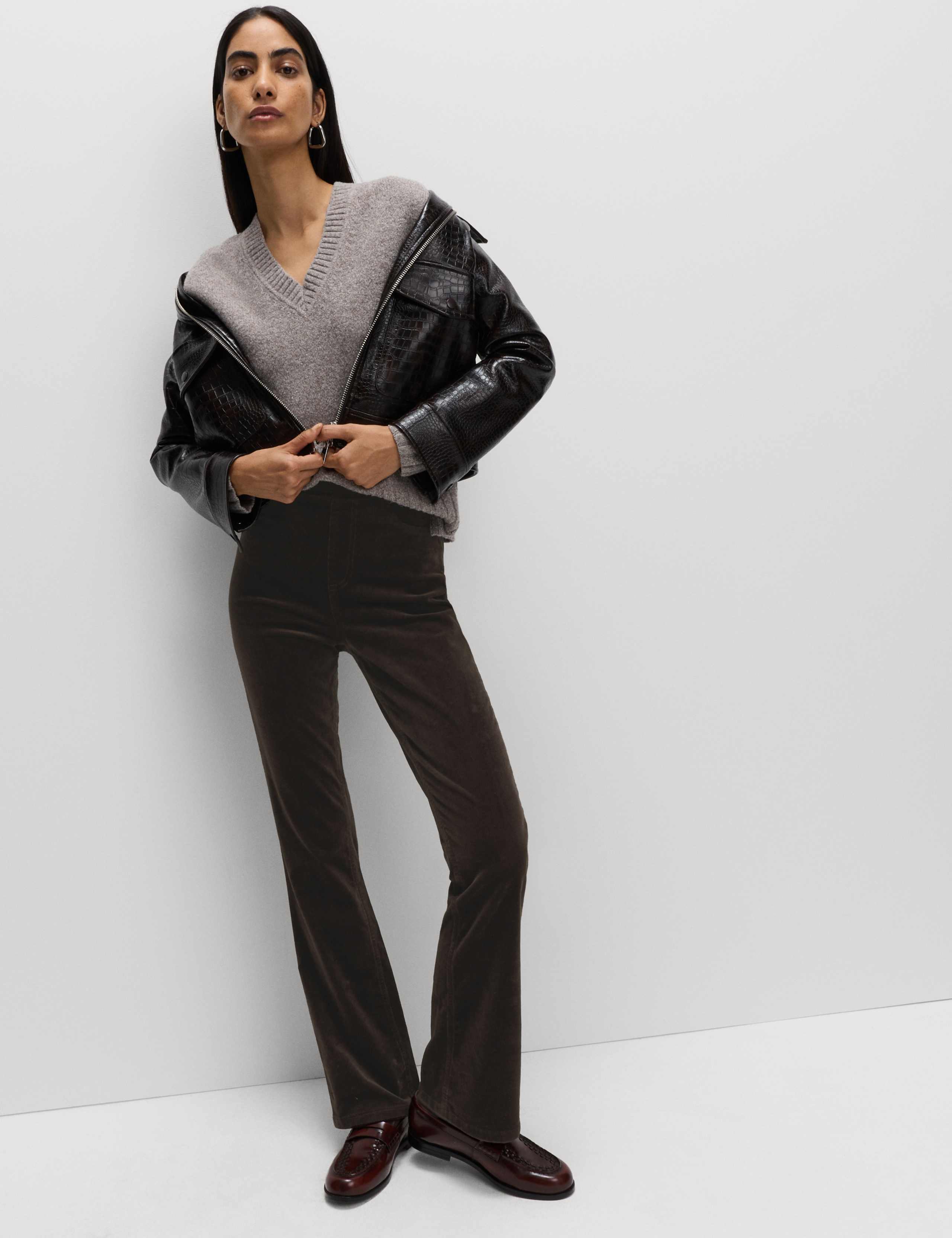Cord High Waisted Flared Jeggings